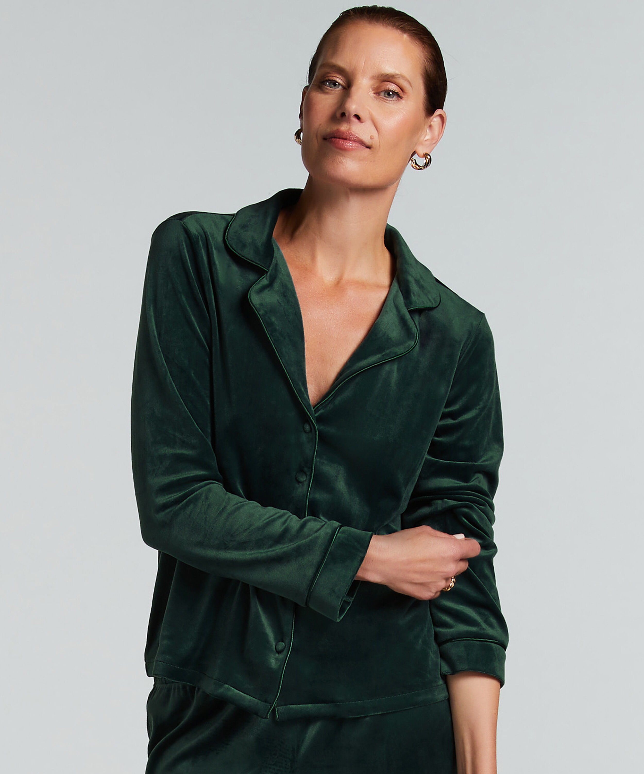 Lange mouwen jacket velours, Groen