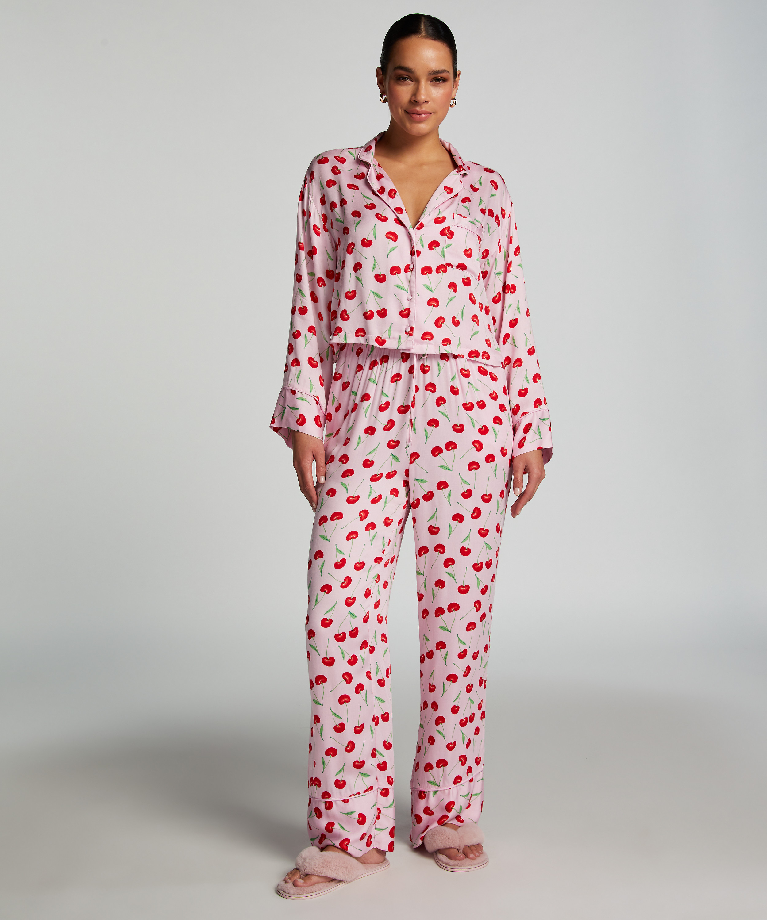 Pyjama top Twill, Roze, main