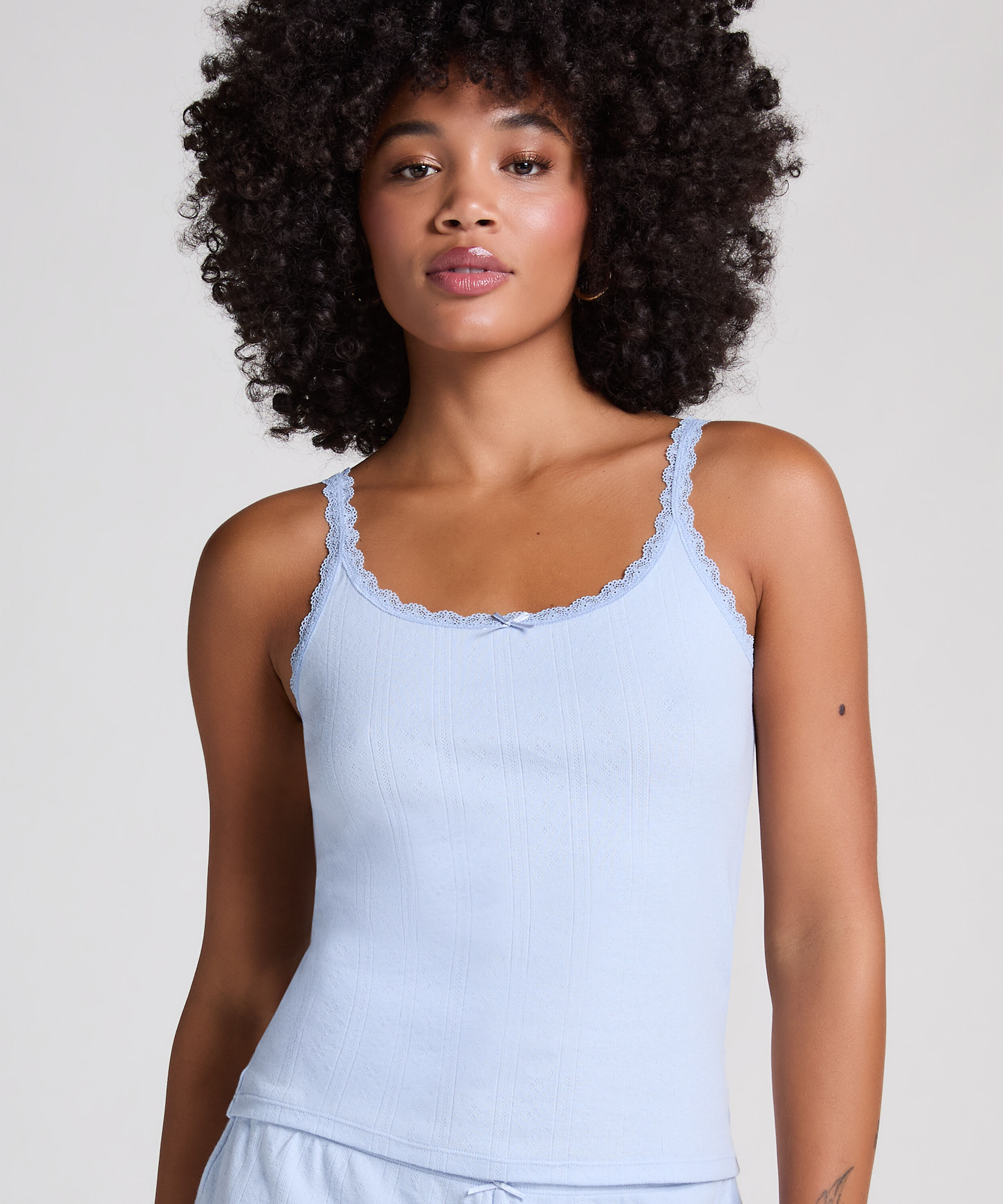 Pointelle Singlet, Blauw Pointelle Singlet, Blauw