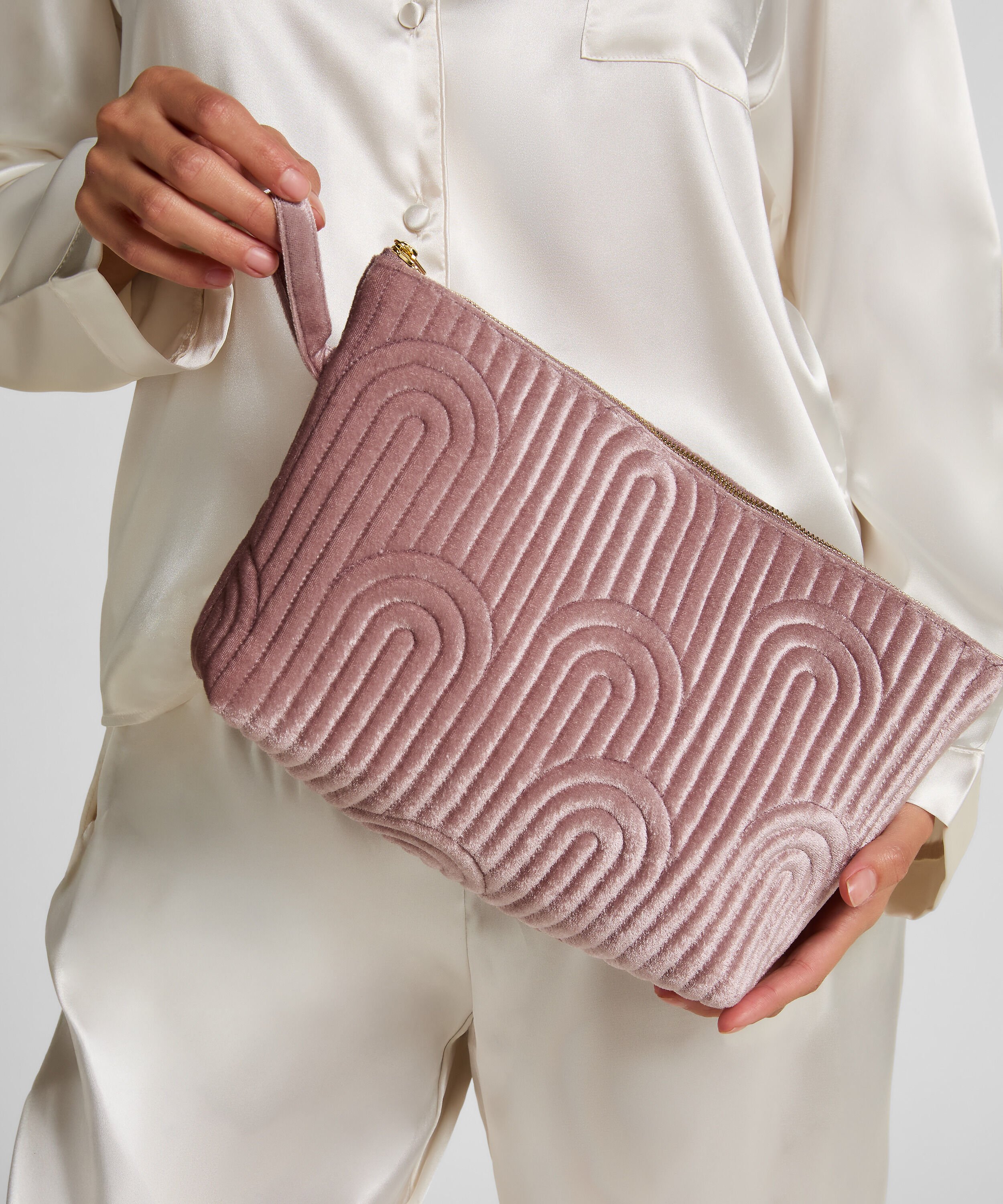 Velours make-up tasje groot, Paars Velours make-up tasje groot, Paars