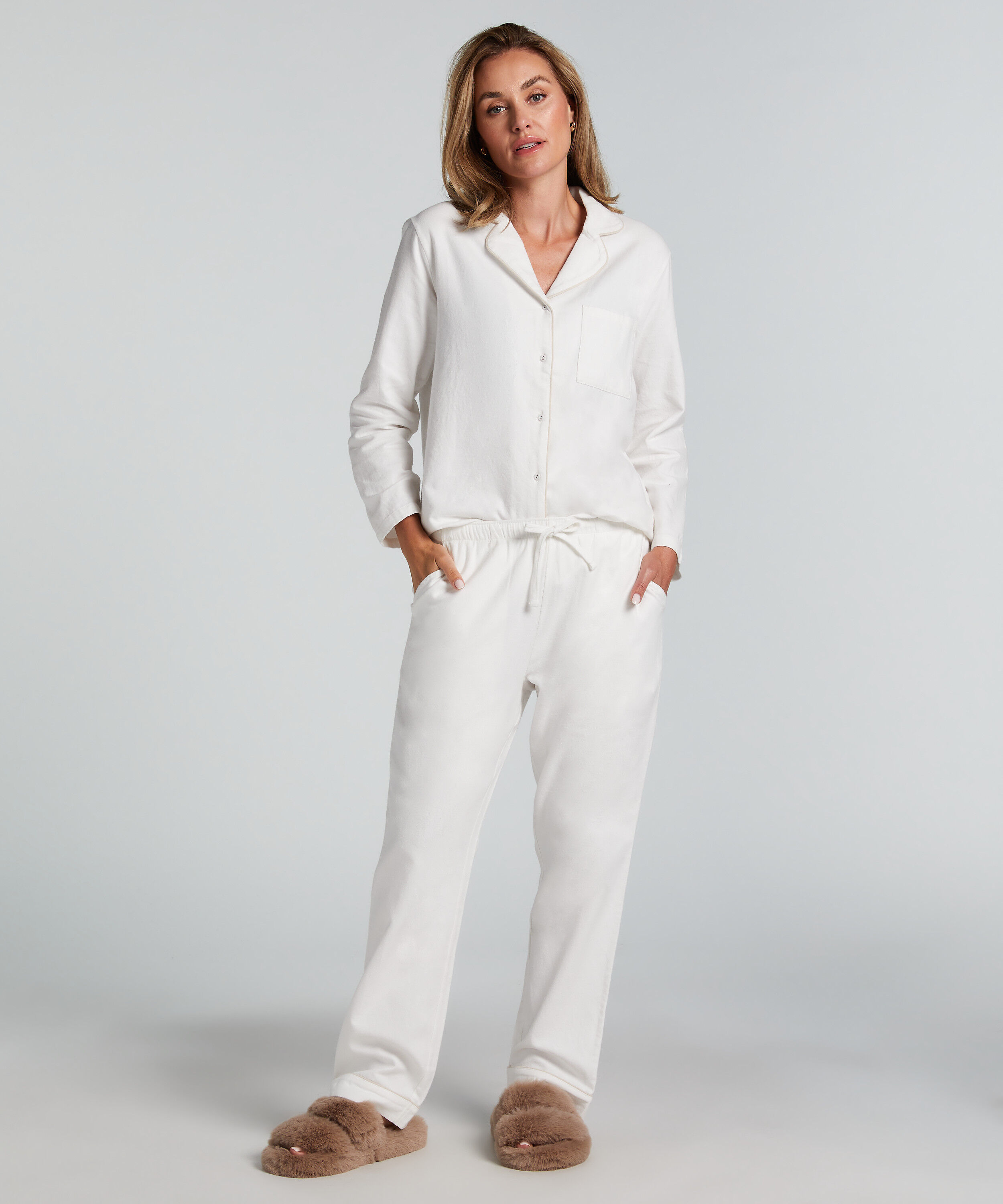 Pyjamabroek Flannel, Wit Pyjamabroek Flannel, Wit