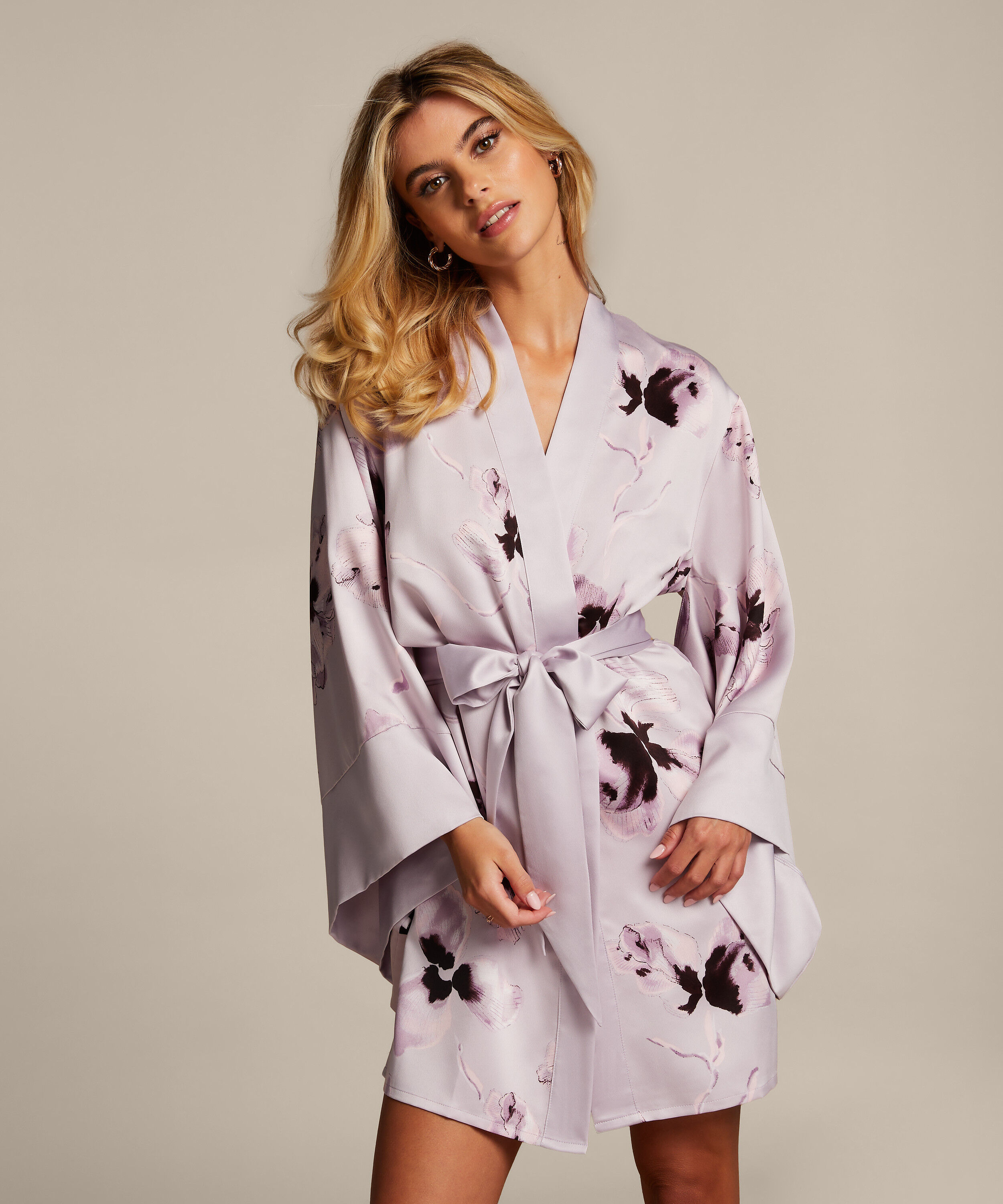 Kimono Satin, Paars Kimono Satin, Paars