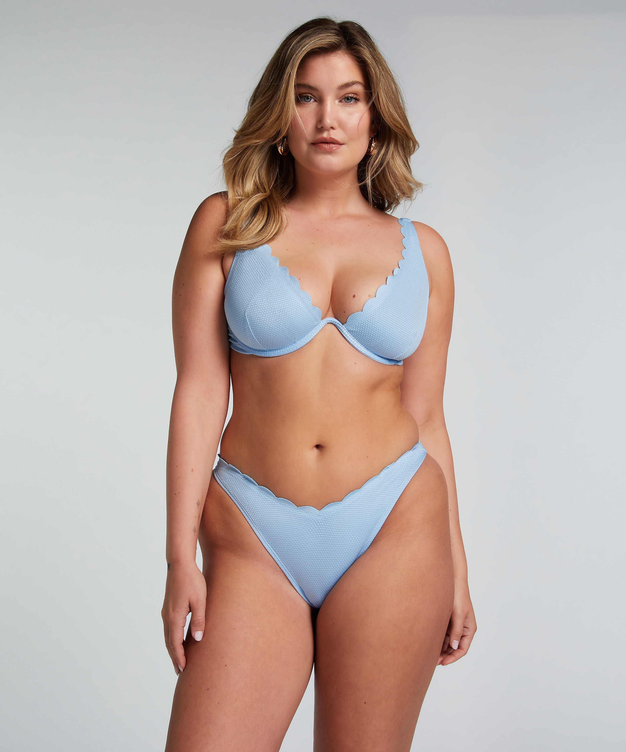 Hoog uitgesneden Bikinibroekje Scallop, Blauw