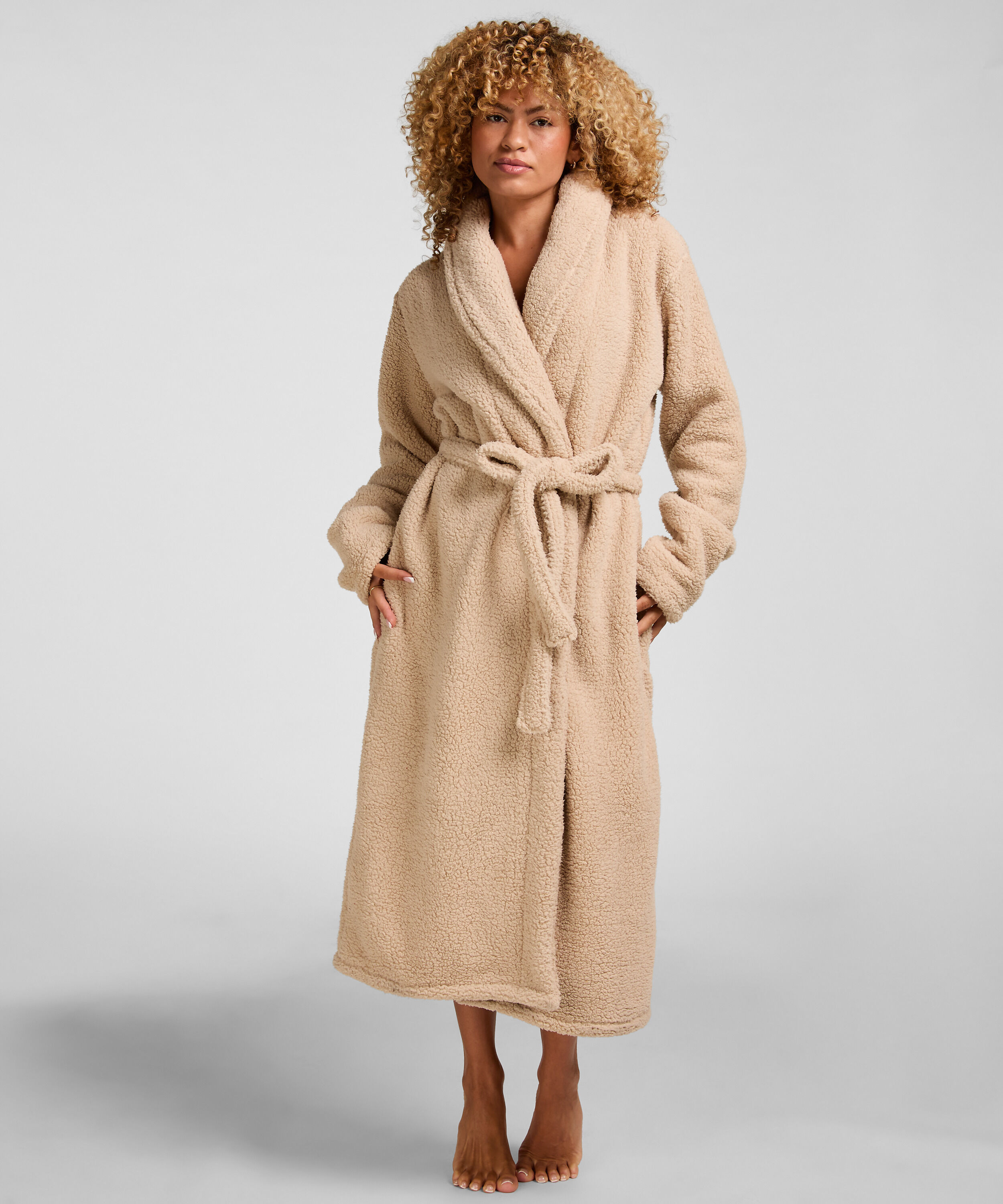 Badjas Fleece, Beige