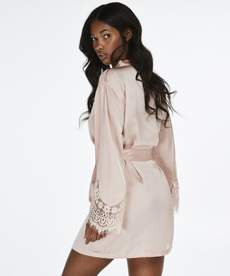Kimono Satin lace, Roze