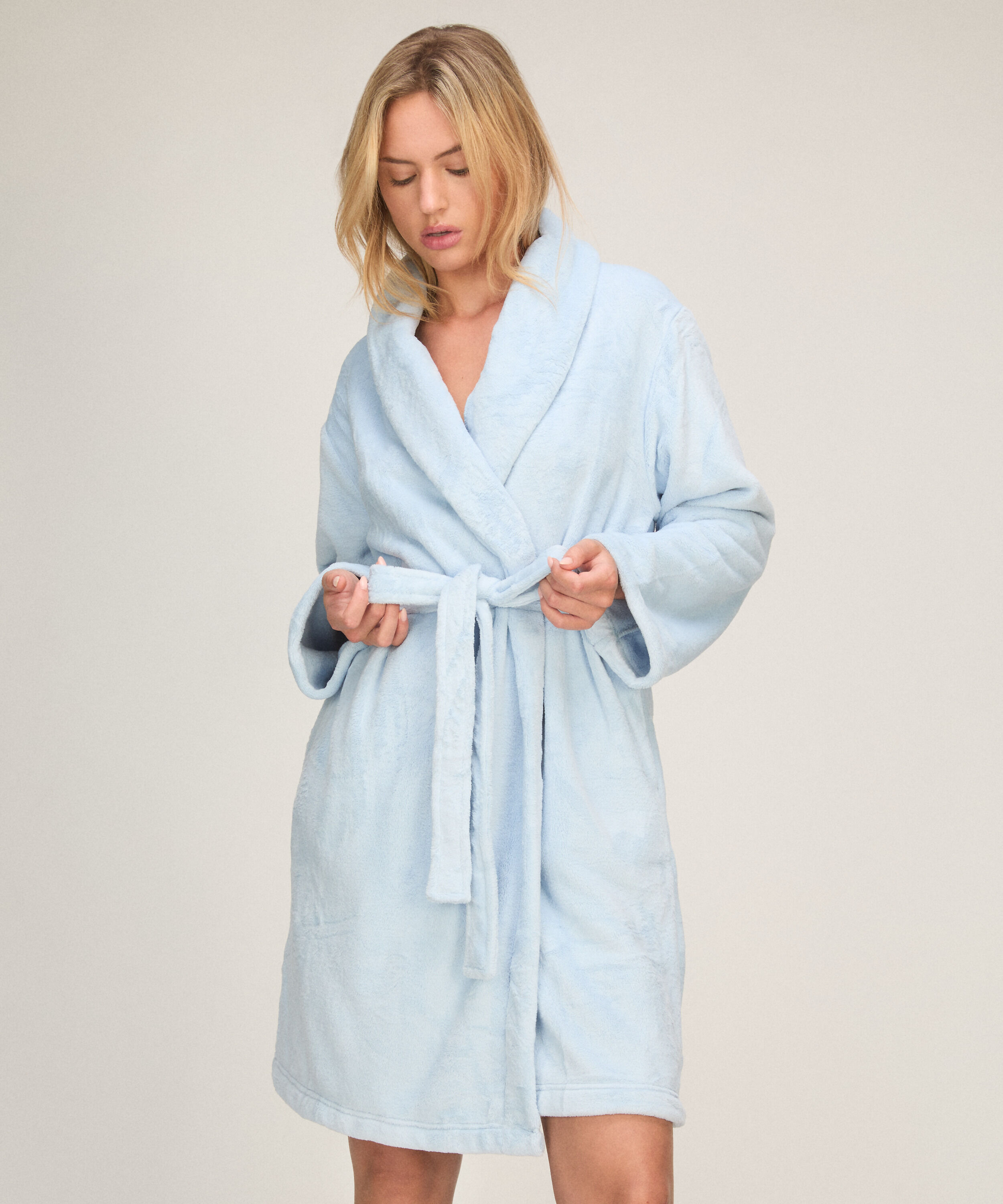 Badjas van zachte fleece, Blauw Badjas van zachte fleece, Blauw