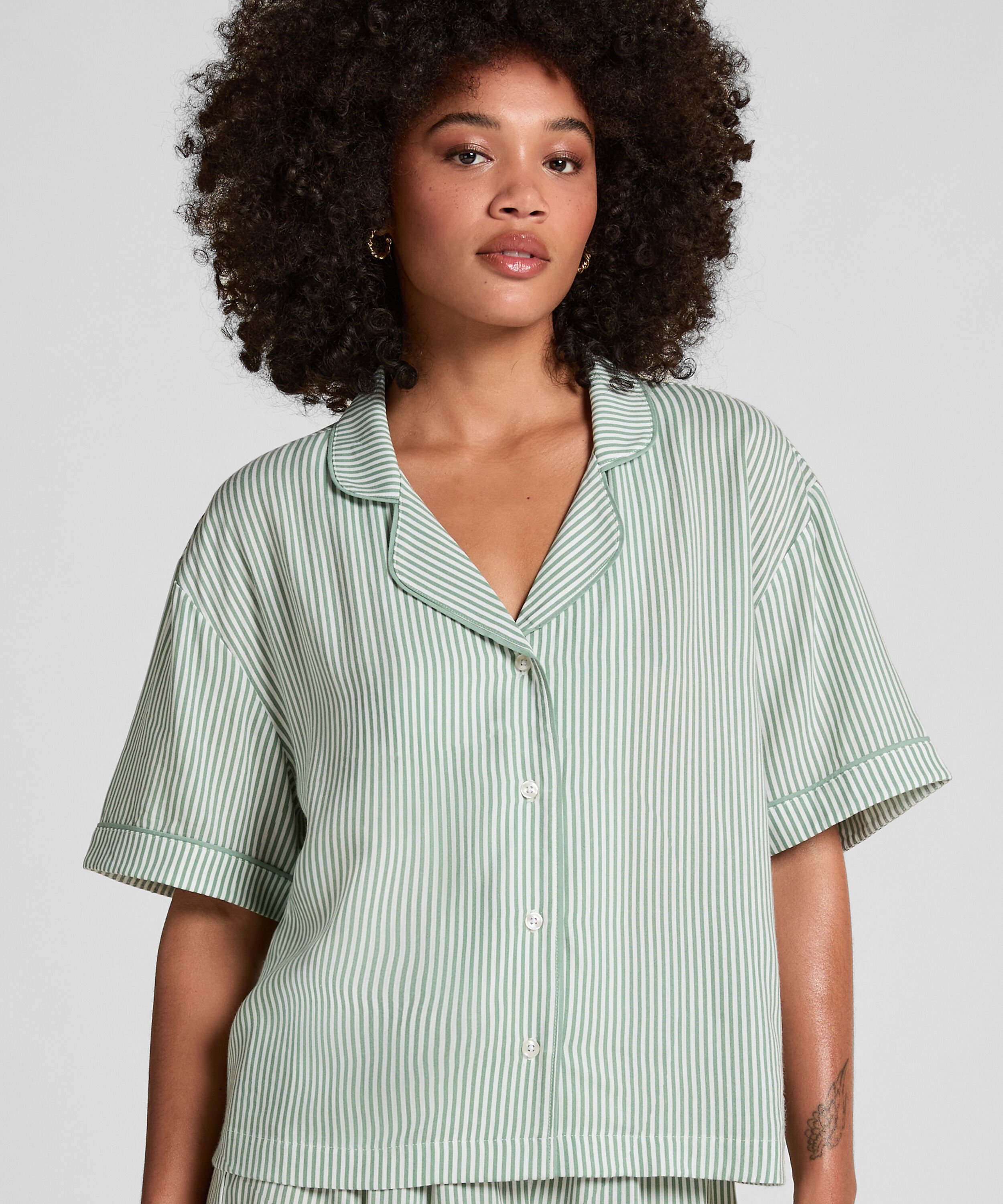 Geweven jasje met korte mouwen, Groen