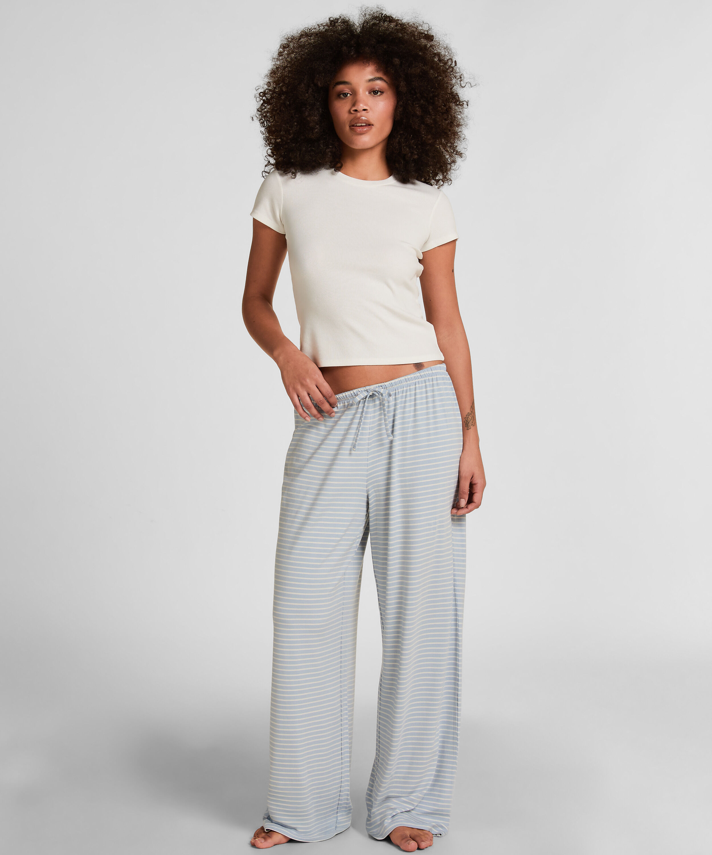 Jersey Pyjama Broek, Blauw Jersey Pyjama Broek, Blauw
