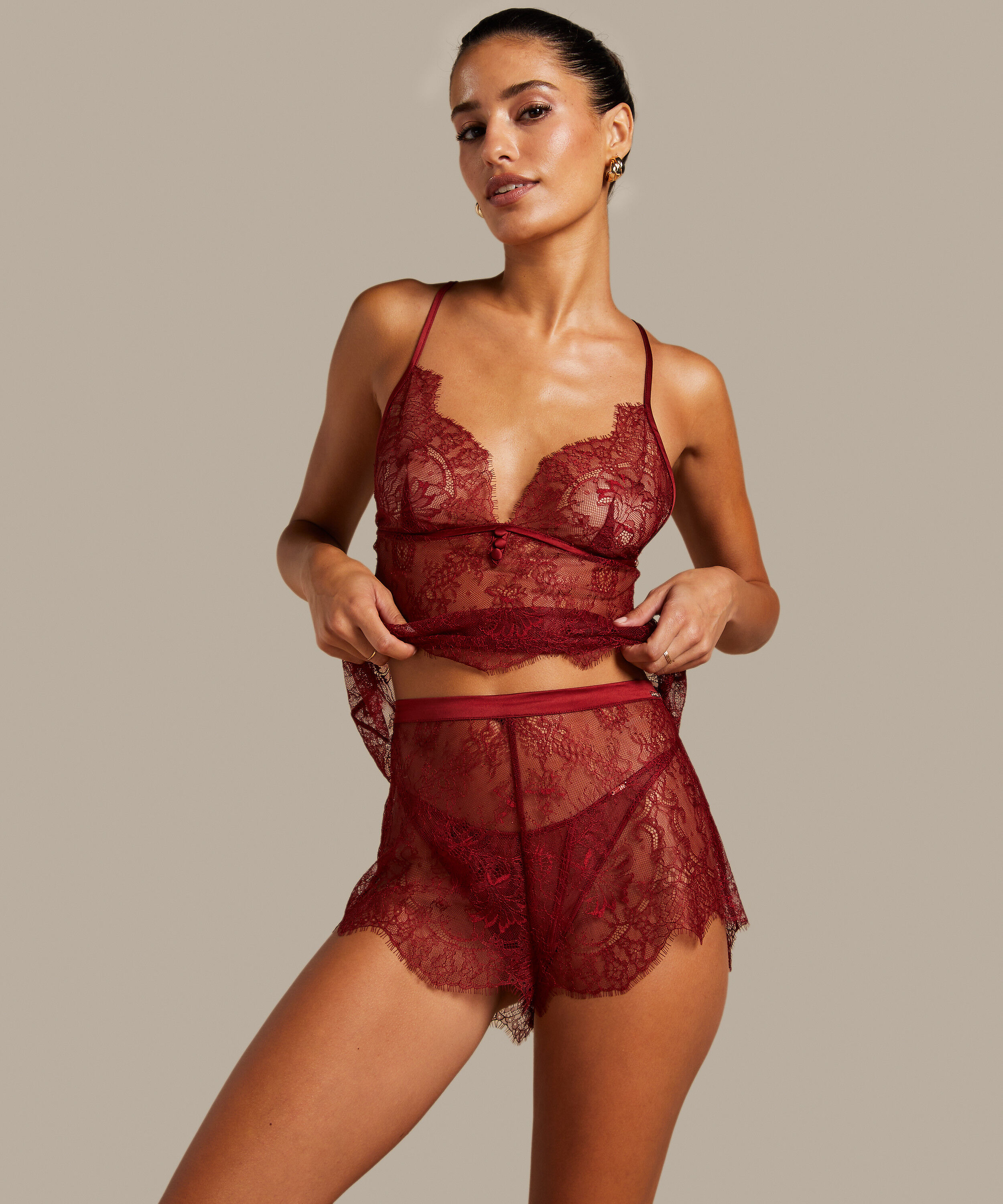 Shorts Lace Delphine, Rood