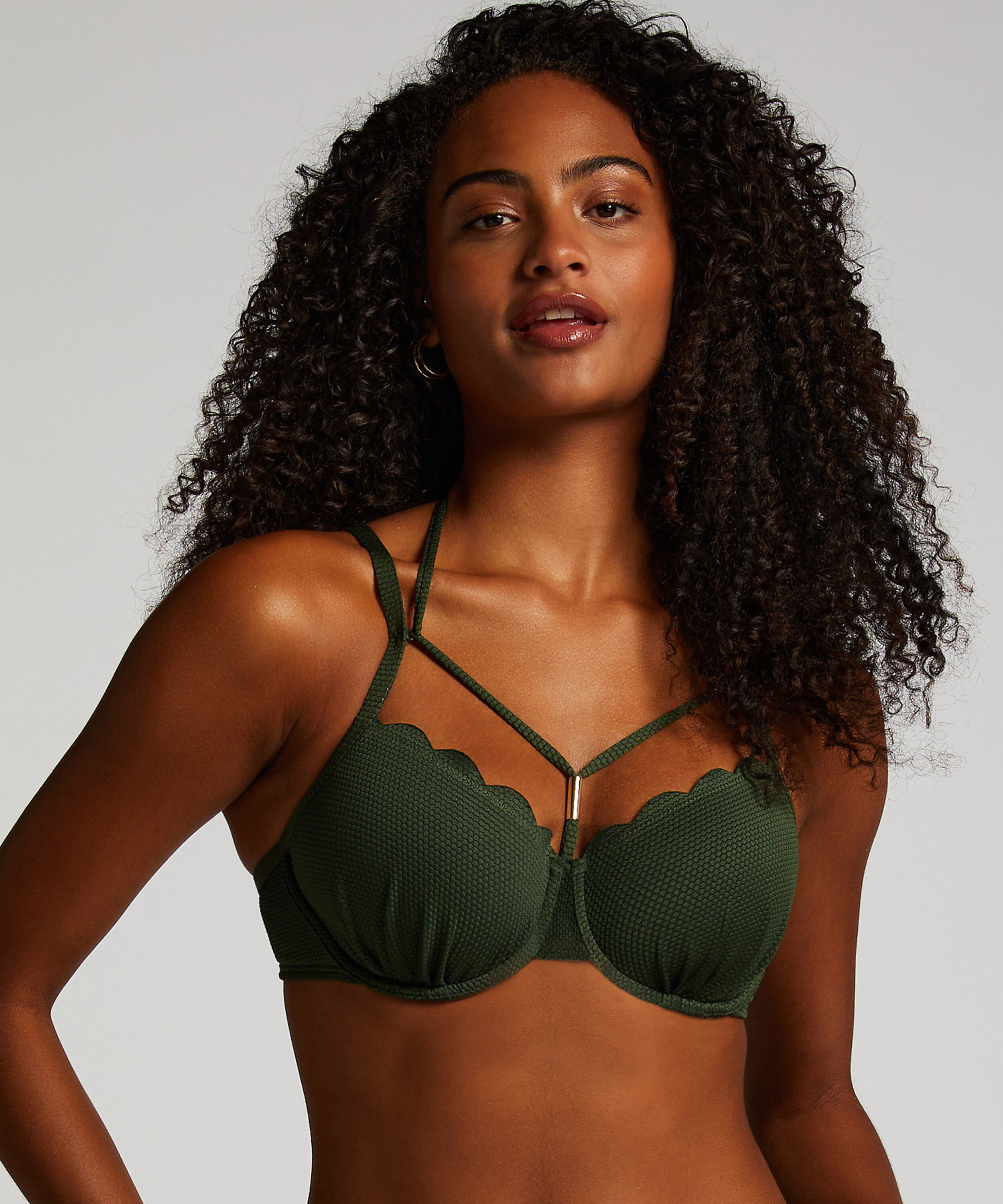 Voorgevormde beugel bikinitop Scallop, Groen