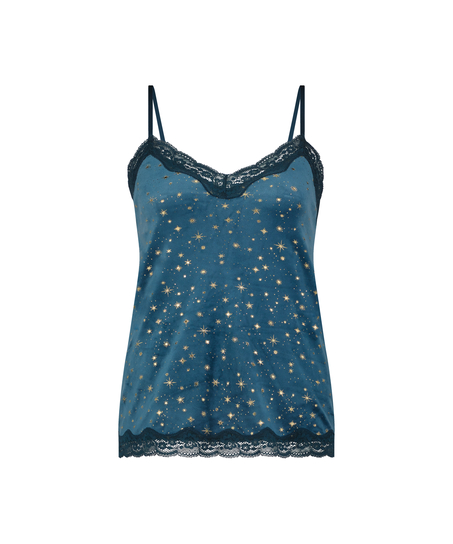 Cami Velours Lace, Blauw