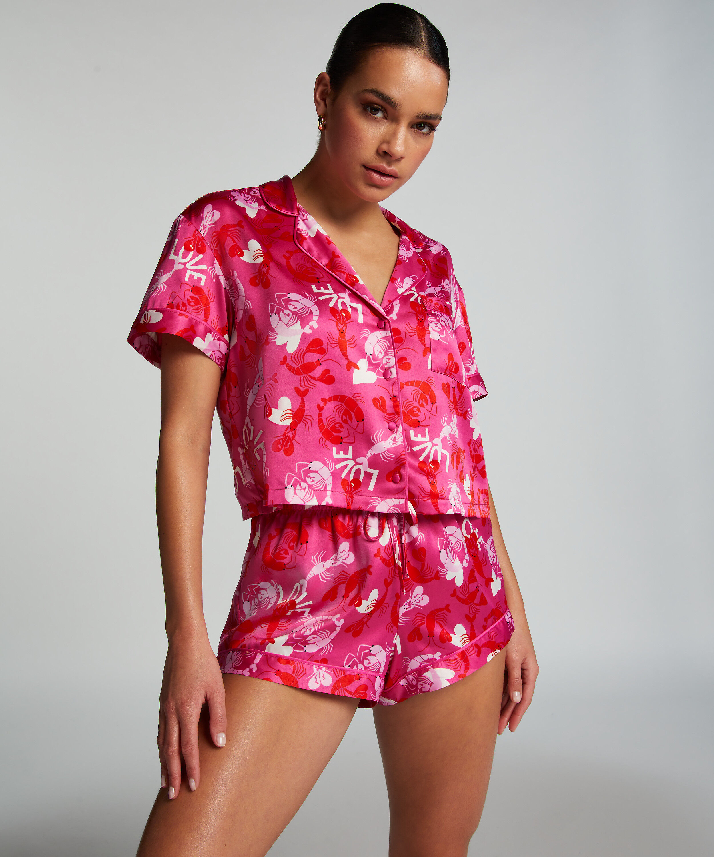 Pyjama short Satin, Roze