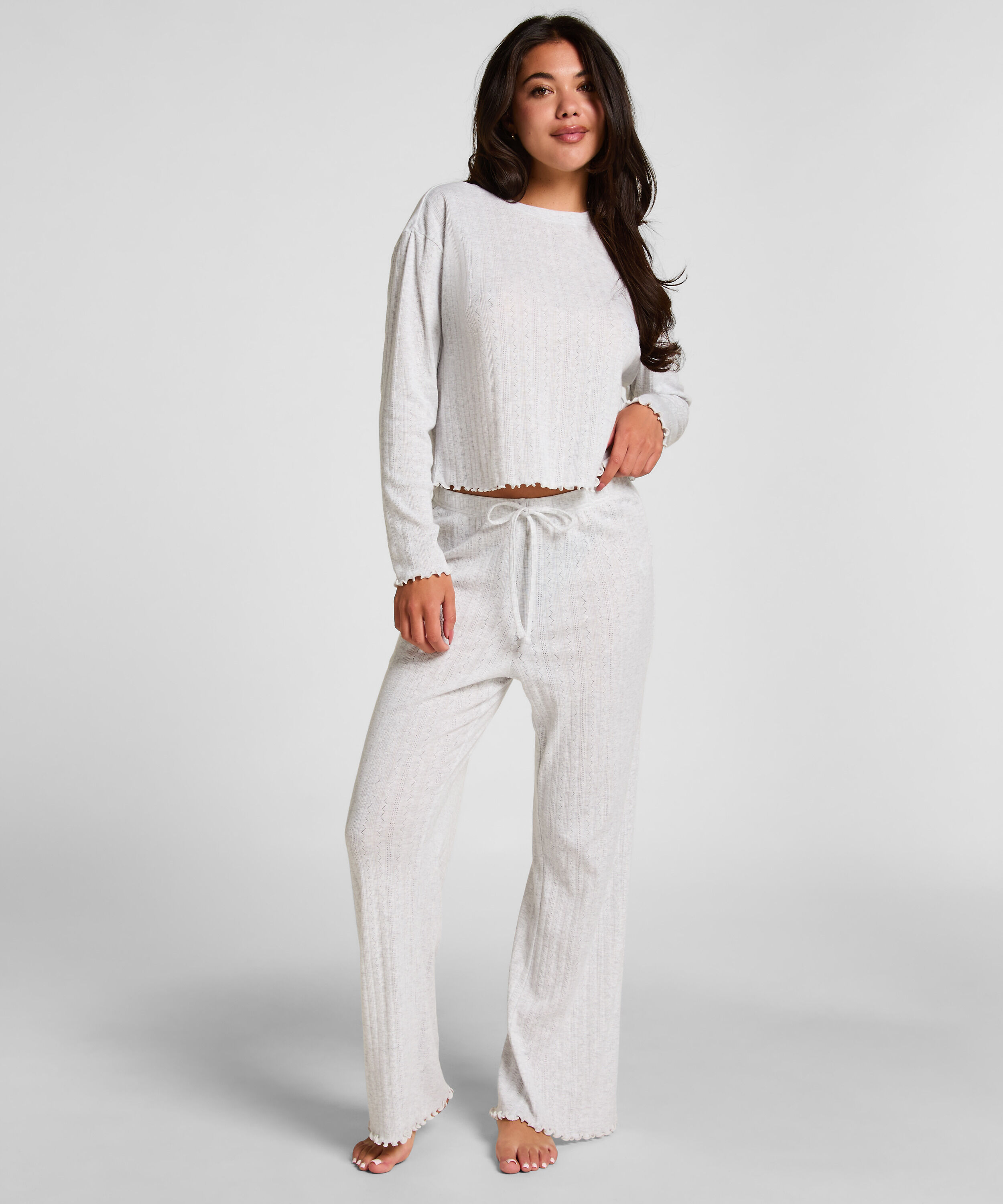 Pyjama broek Pointelle, Beige