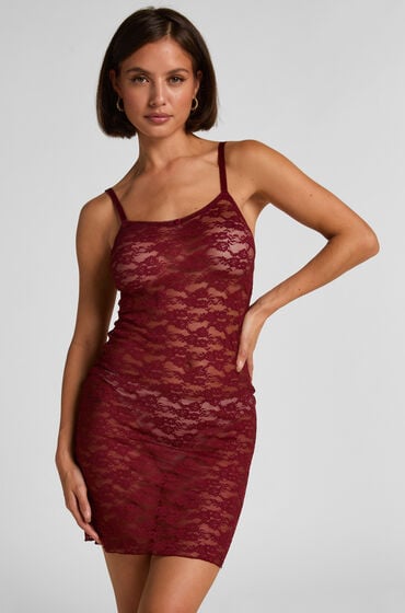 Hunkem&ouml;ller Slipdress volledig Kant Rood