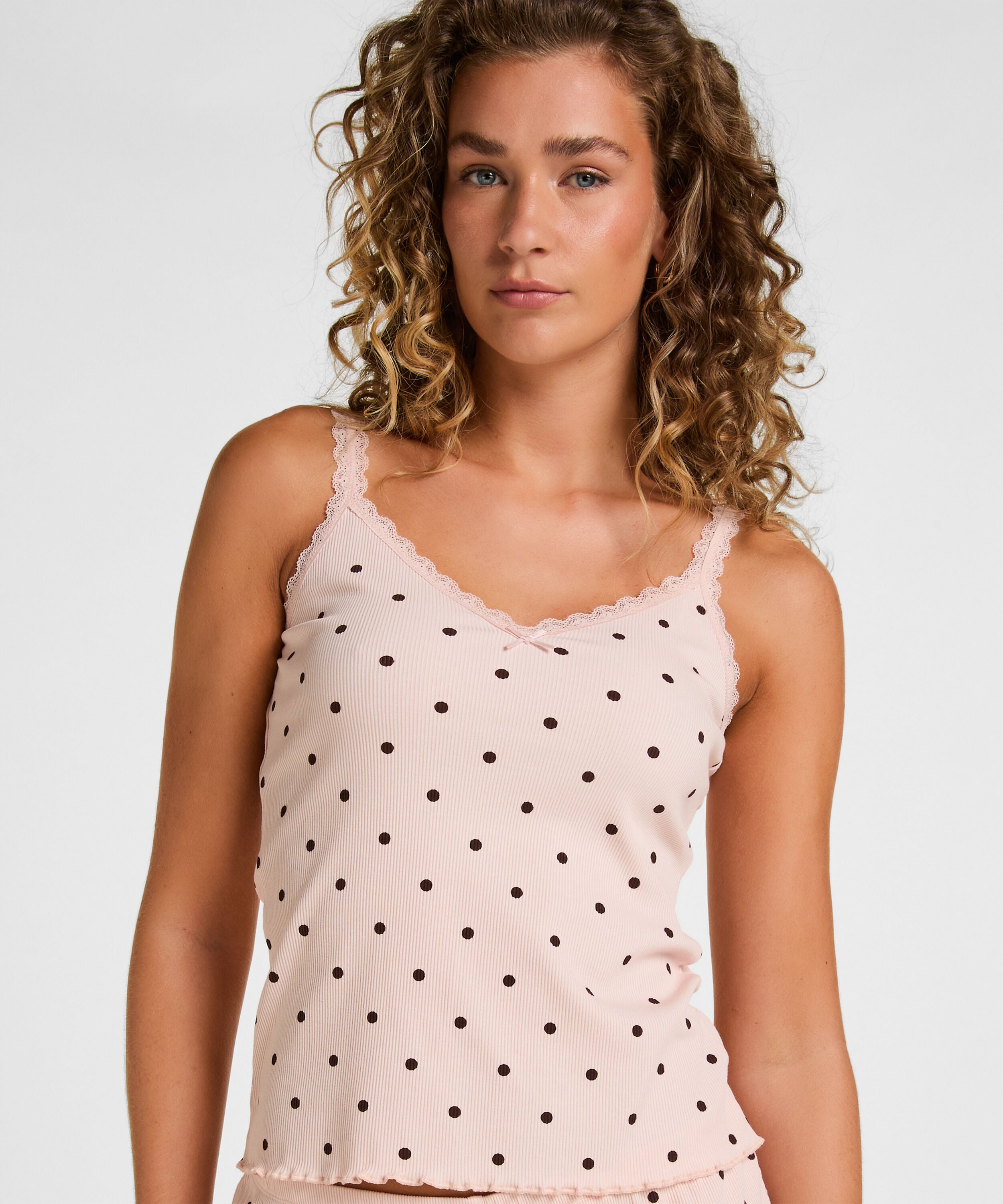Rib Jersey Singlet met Kant