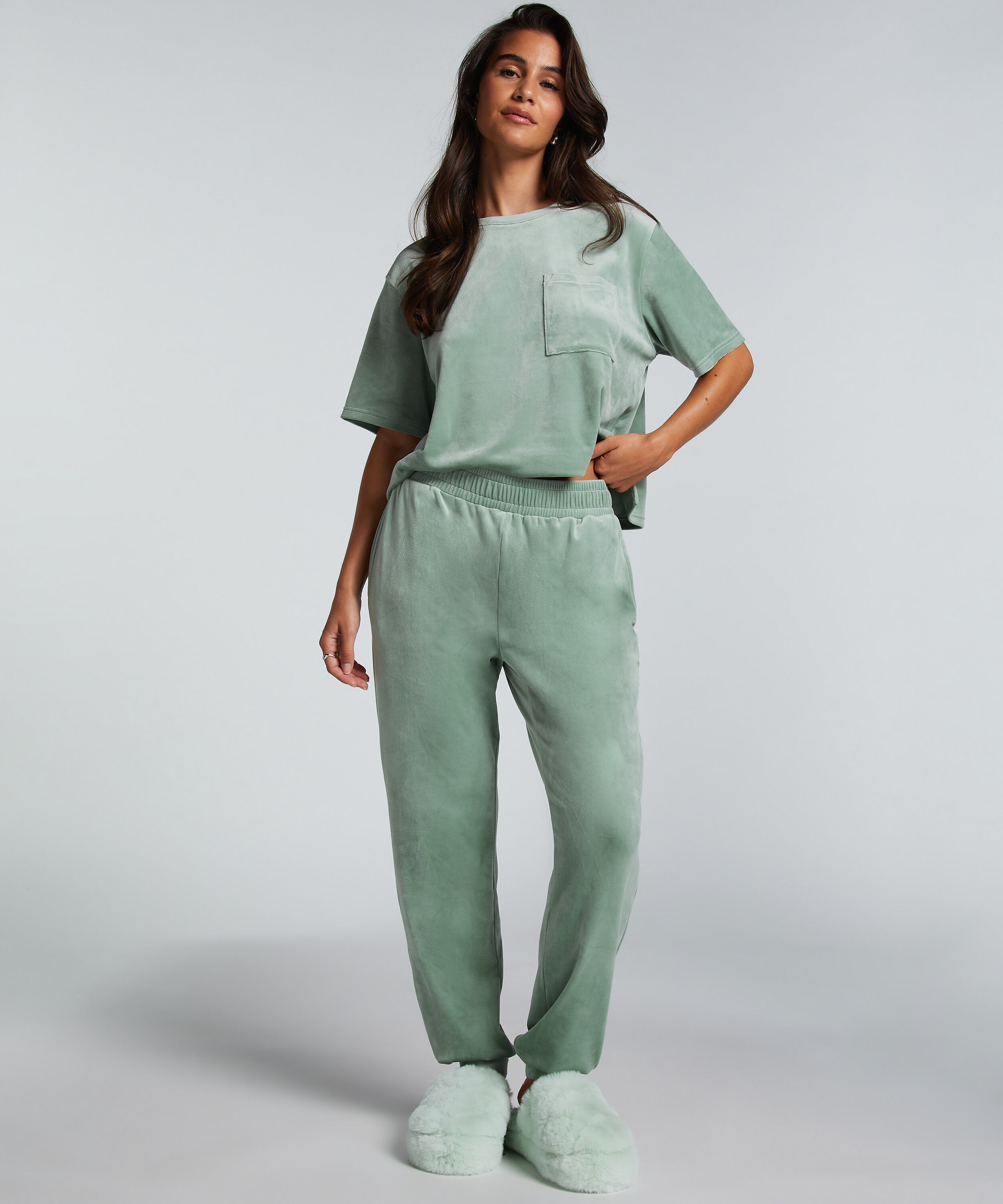 Tall Joggingbroek Velours, Groen