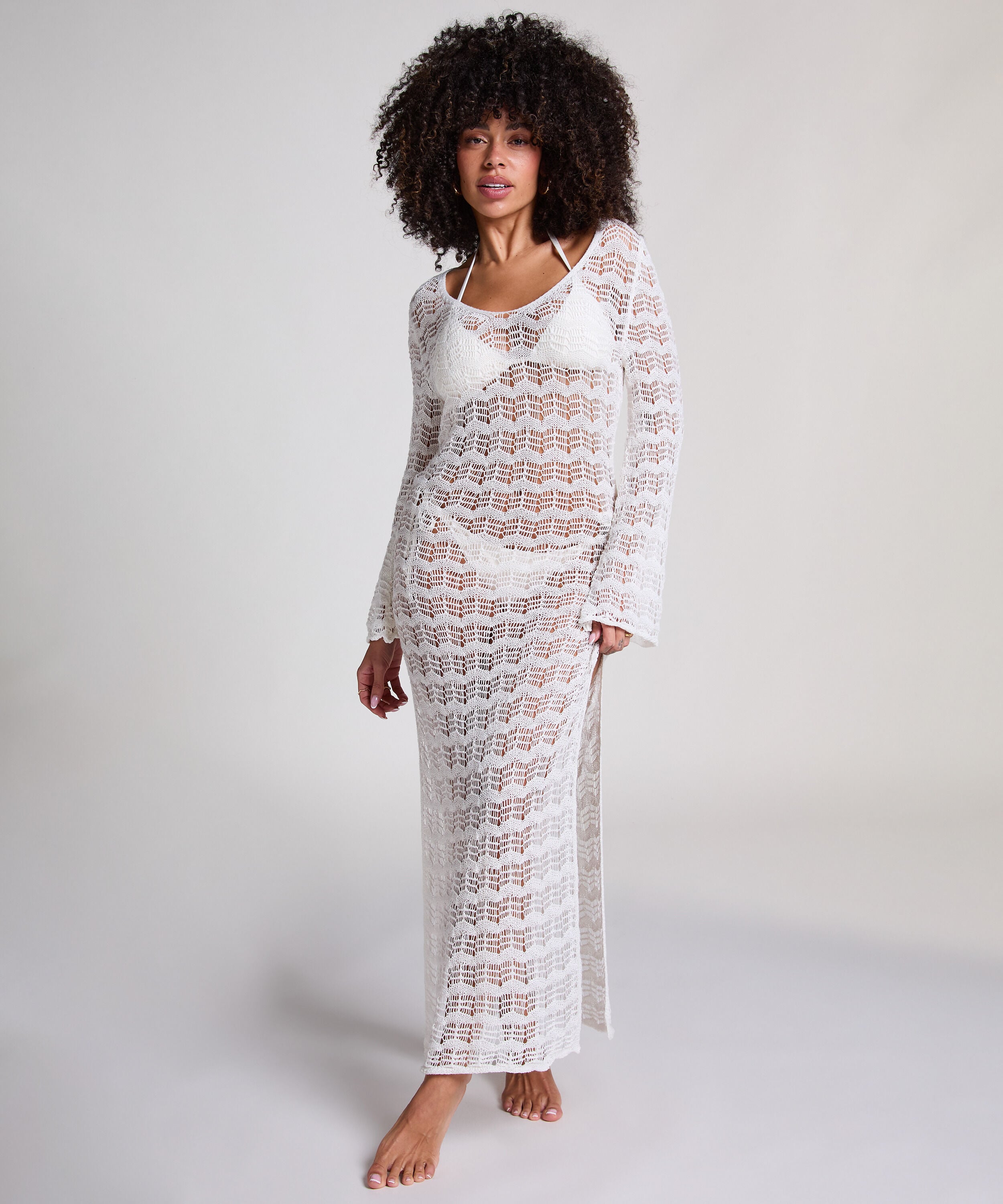 Gehaakte maxi-jurk, Wit Gehaakte maxi-jurk, Wit
