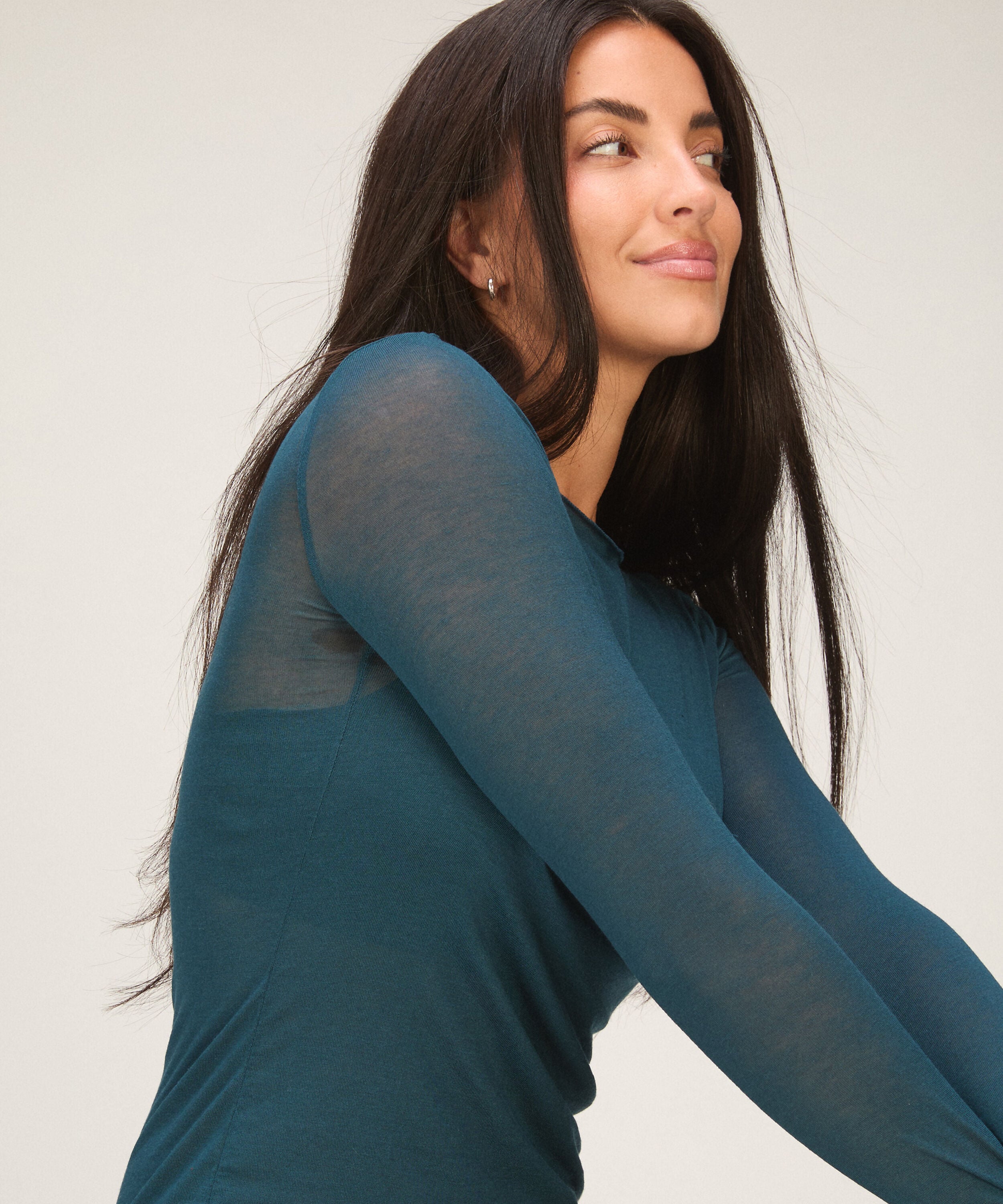 super soft Boothals Shirt met Cashmere, Blauw