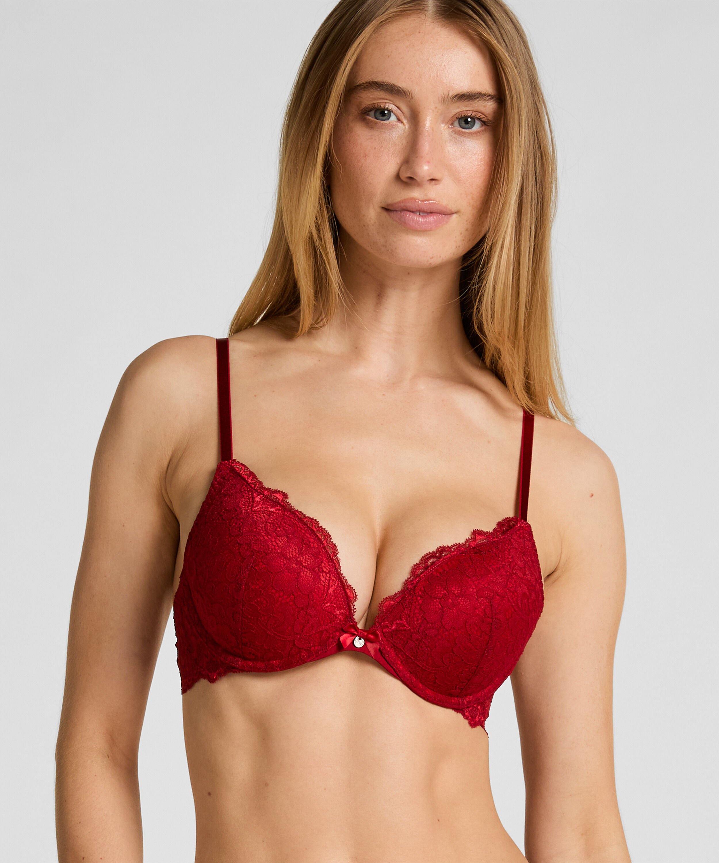 Voorgevormde push-up beugel bh Marine, Rood Voorgevormde push-up beugel bh Marine, Rood