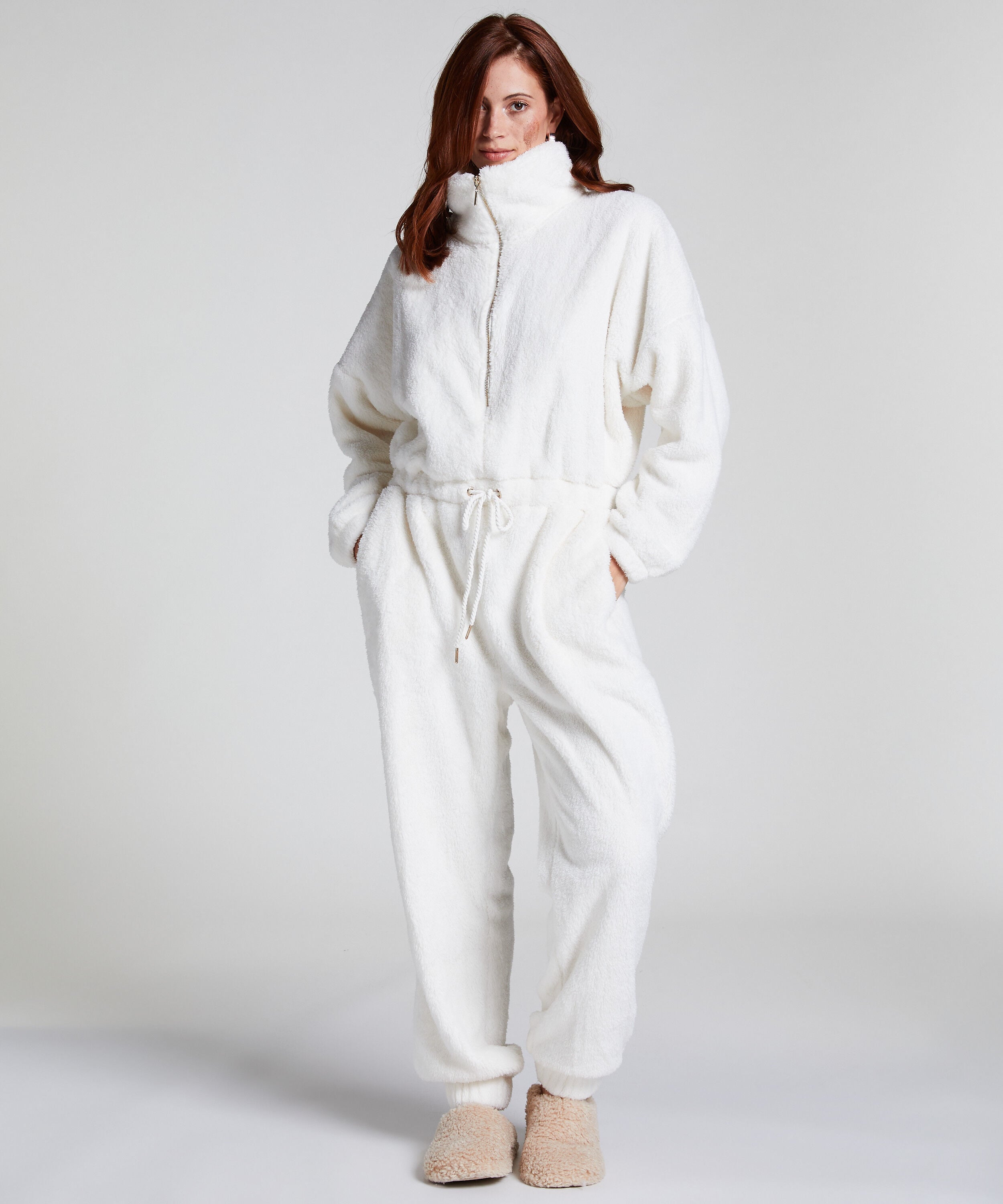 Onesie Fleece, Wit Onesie Fleece, Wit