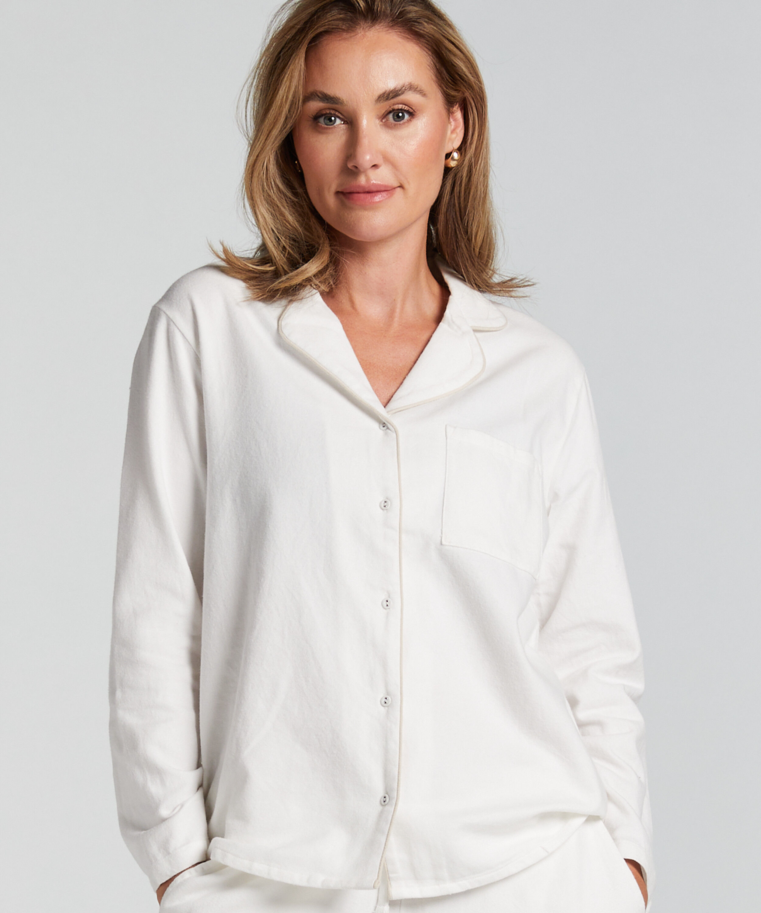 Pyjamatop Flanel Essentials, Wit