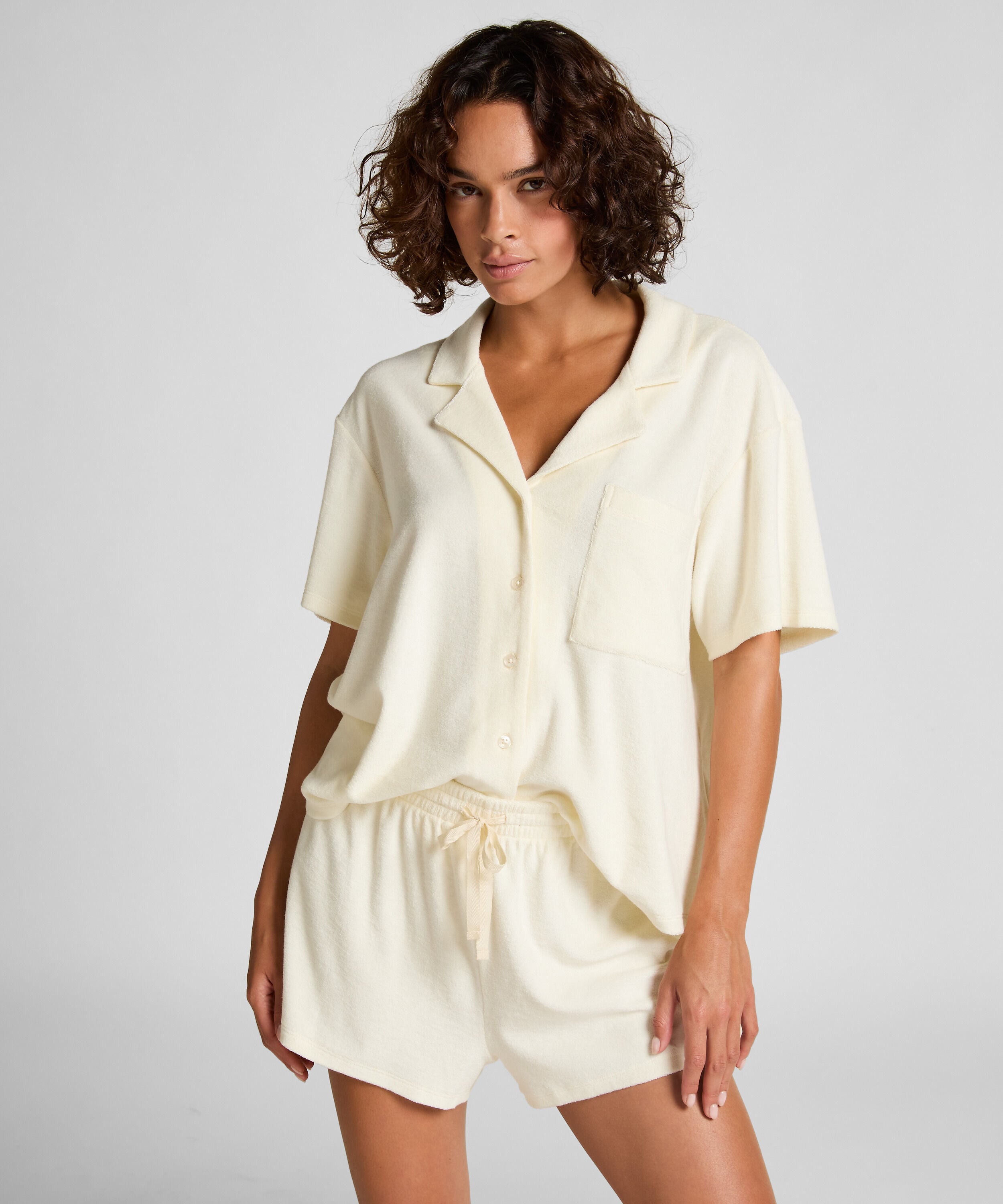 Short met badstoftextuur, Wit Short met badstoftextuur, Wit