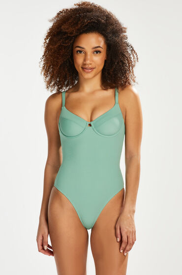 Hunkemöller Hoog uitgesneden badpak Sienna Groen