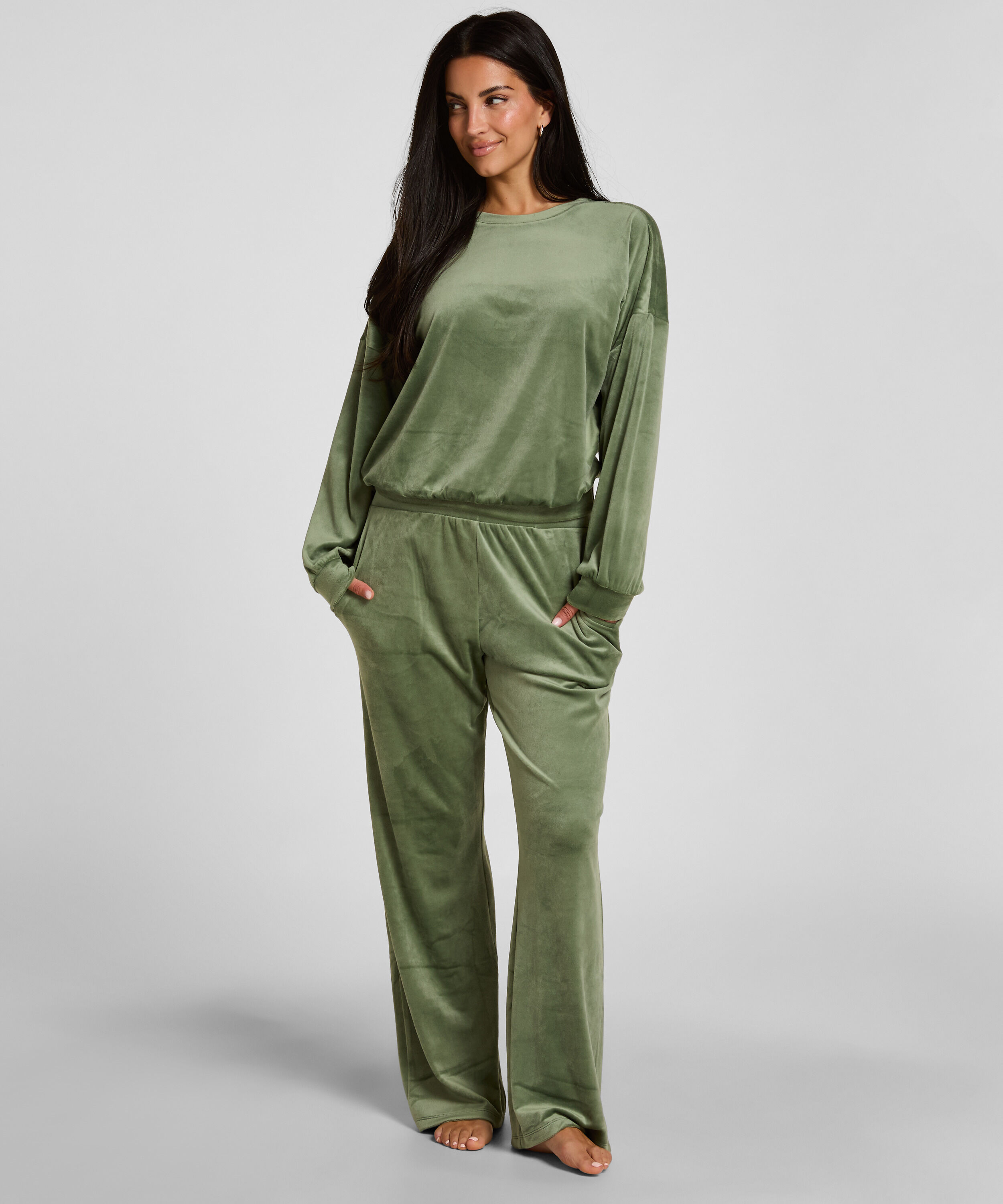 Velours Pyjama Set, Groen