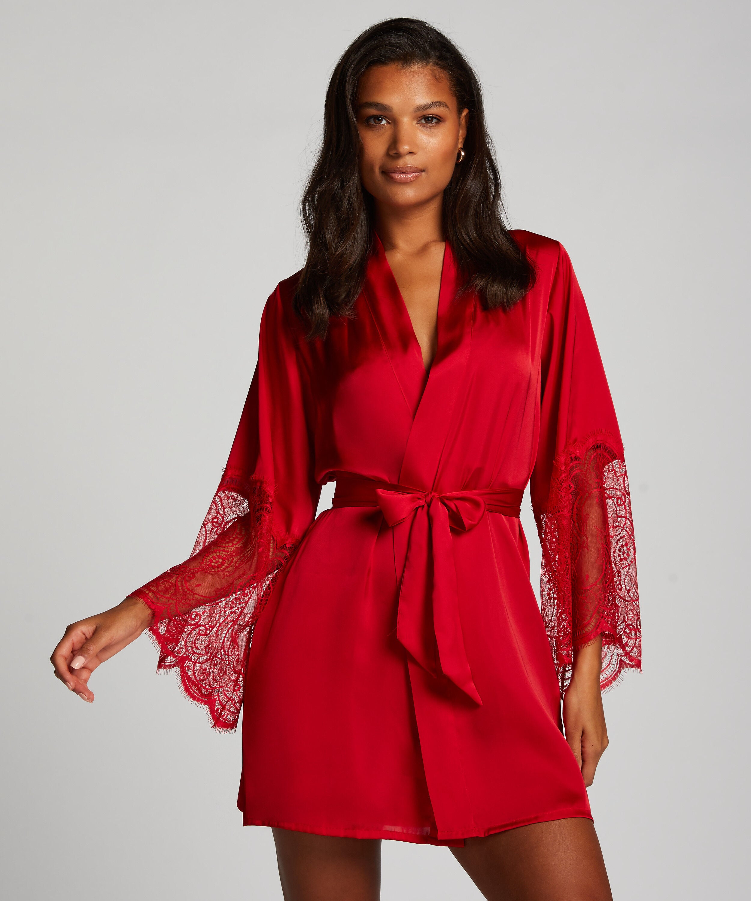 Kimono Satin Lace, Rood