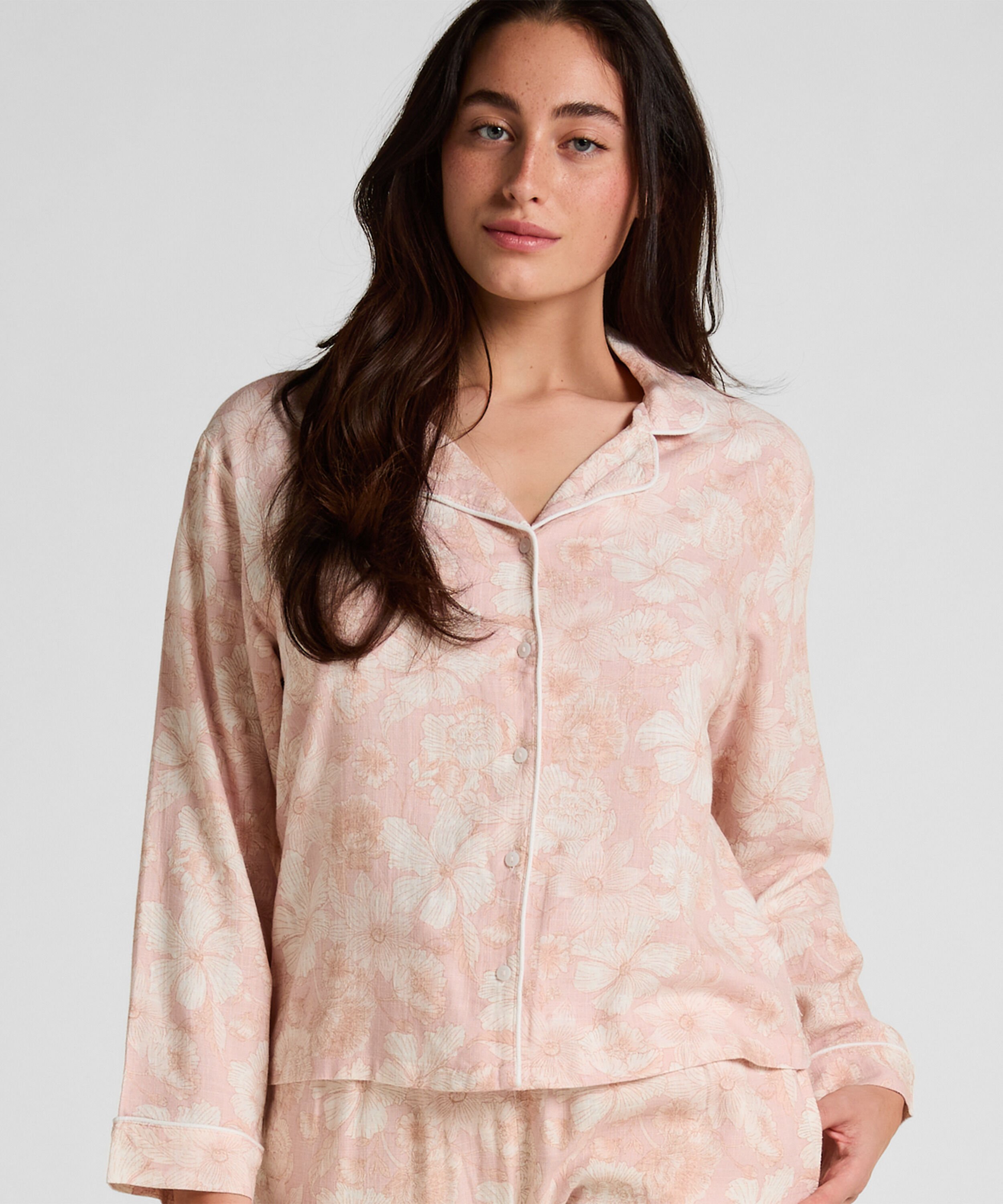 Linnen Pyjamajasje met Bloemenprint, Roze