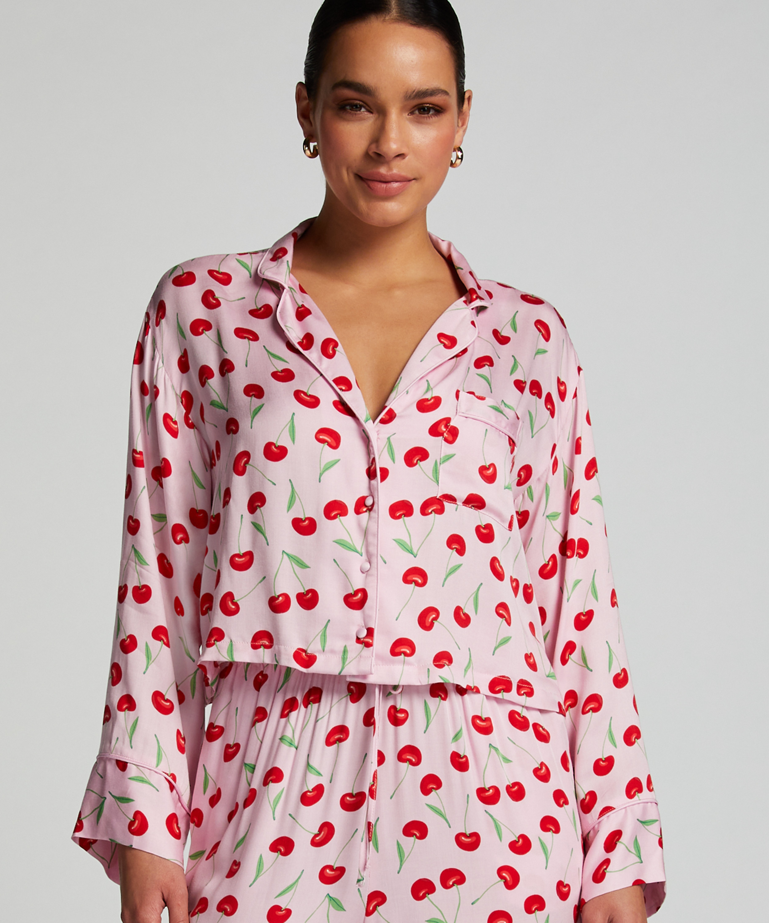 Pyjama top Twill, Roze, main
