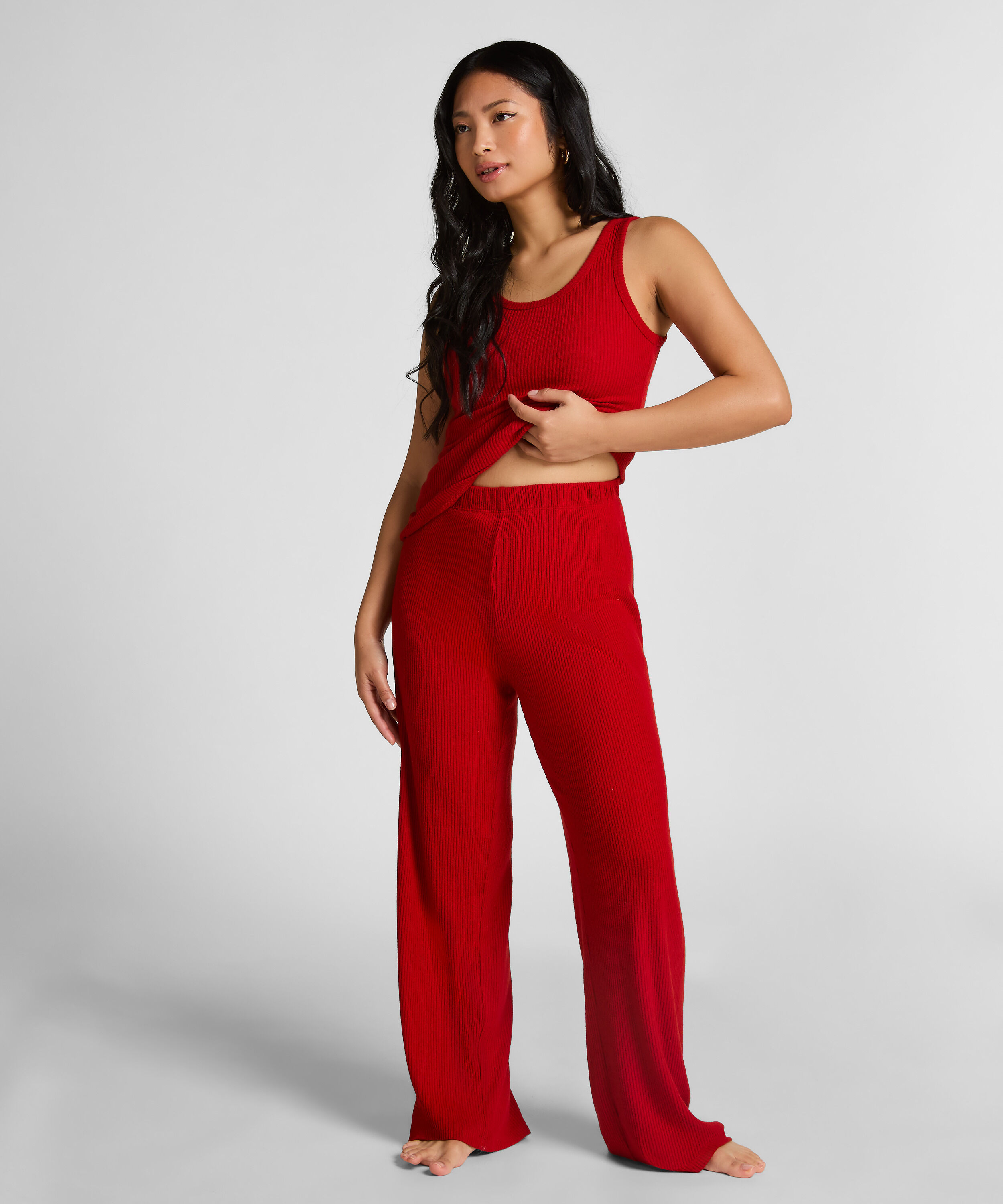 Broek Brushed Jersey, Rood Broek Brushed Jersey, Rood