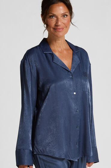Hunkemöller Jacket lange mouwen Satijn Ayla Blauw