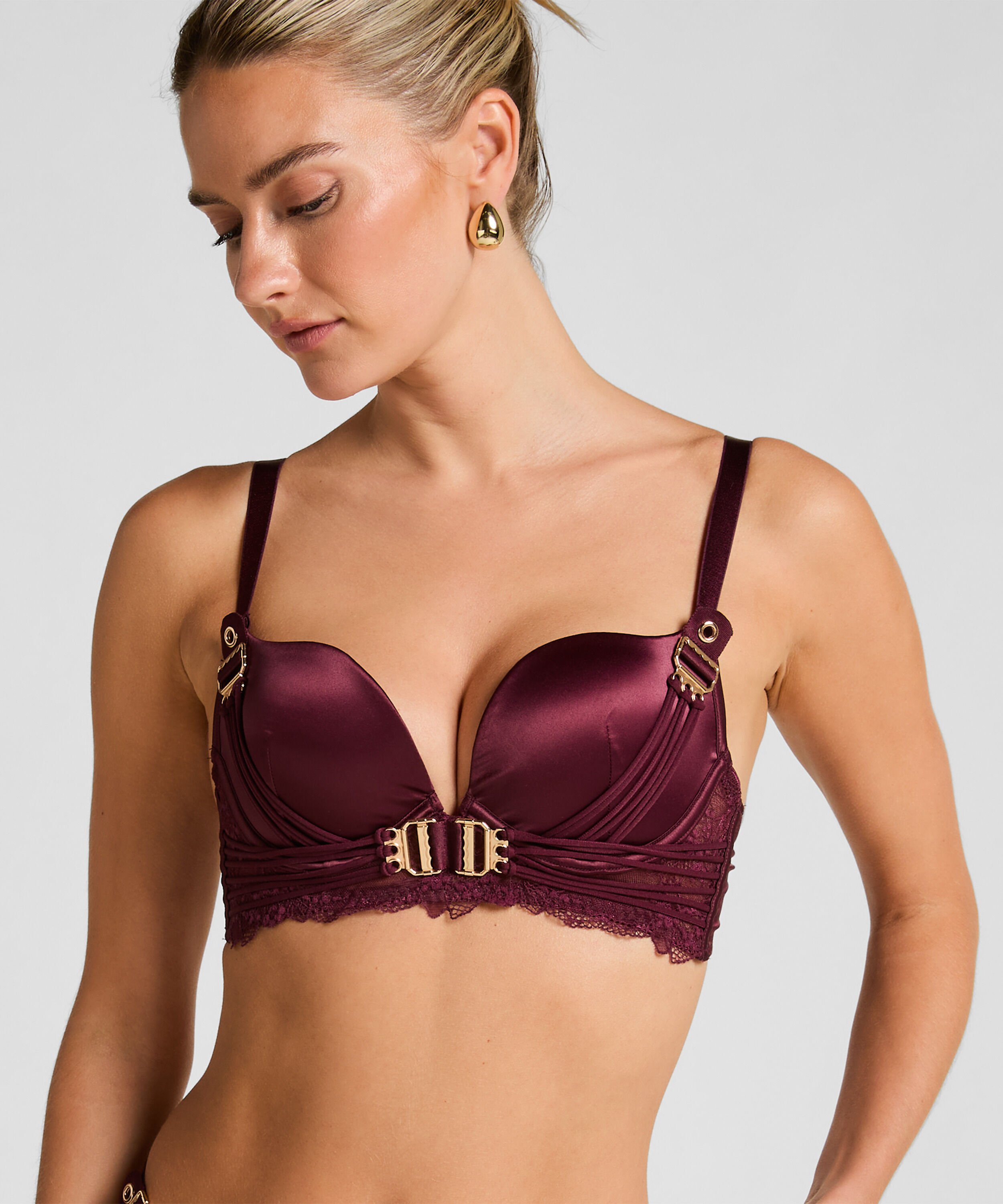 Voorgevormde push-up longline beugel bh Avela, Rood