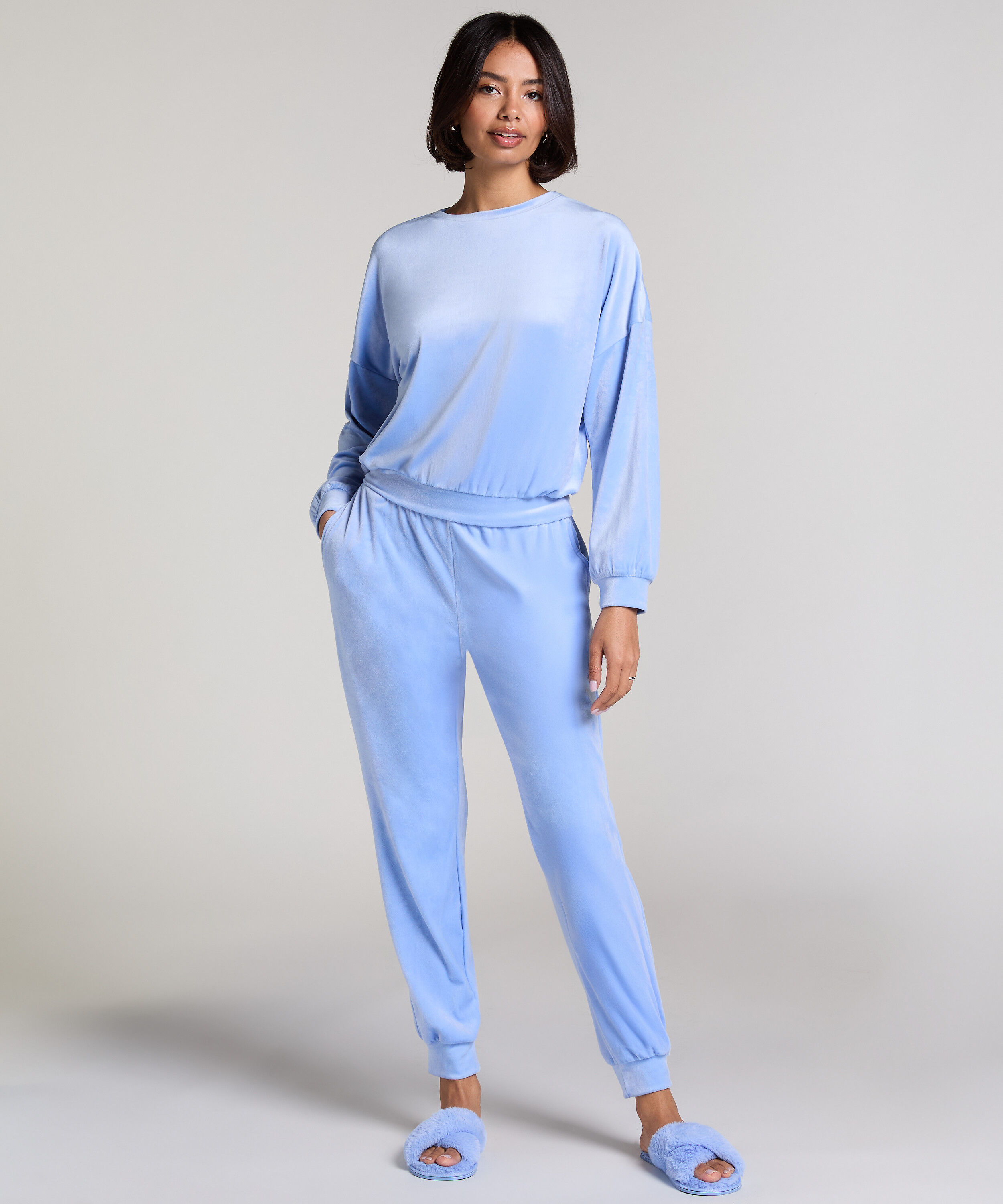 Joggingbroek Velours, Blauw