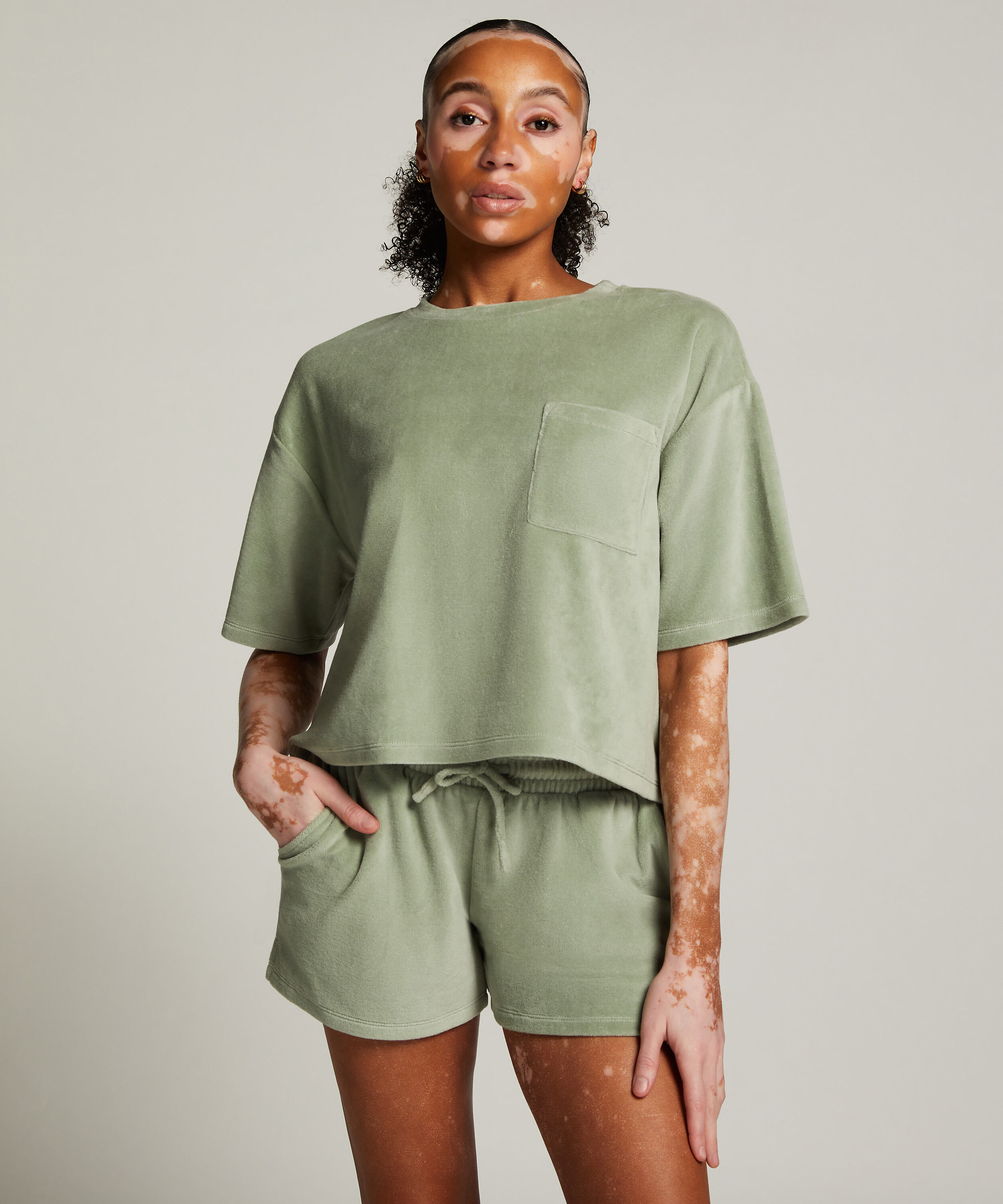 Shorts Velours Pocket, Groen