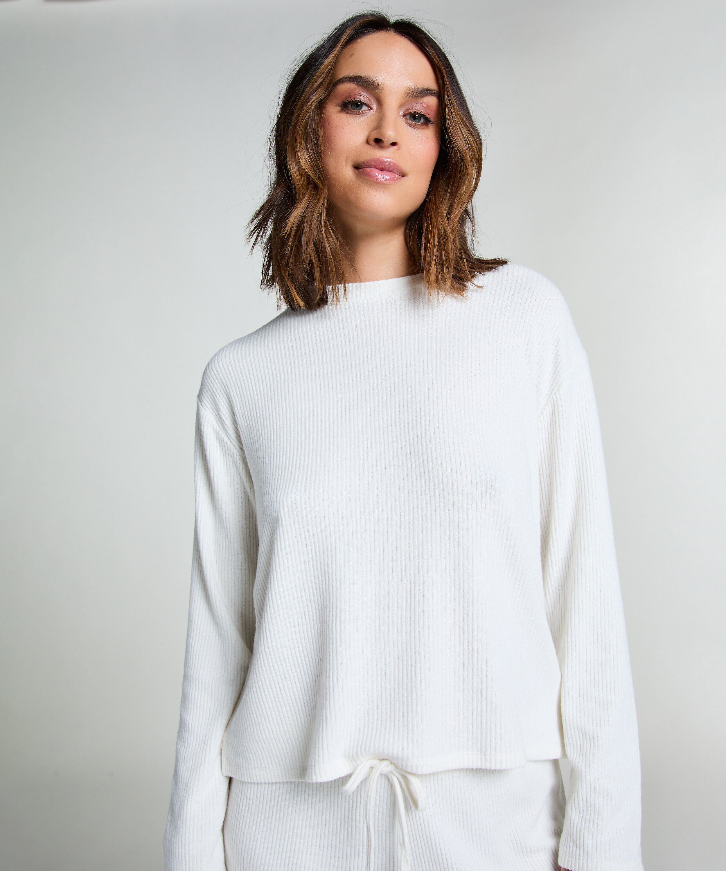 Pyjamatop Rib, Wit
