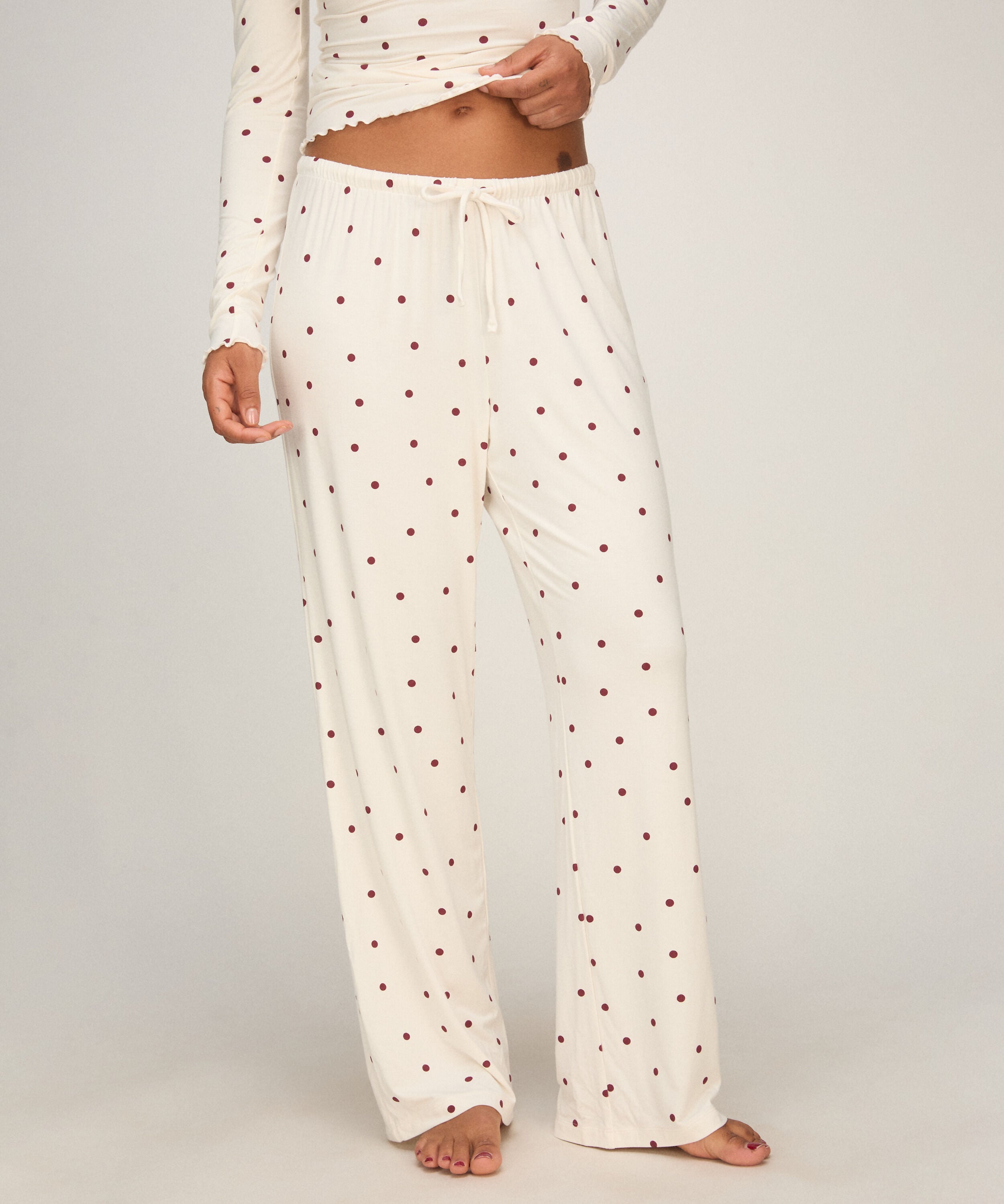 Pant Jersey Dot, Wit Pant Jersey Dot, Wit