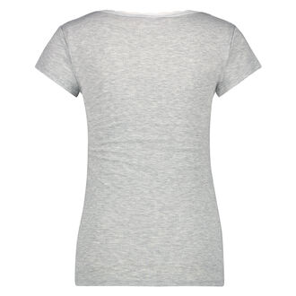 Pyjama top korte mouwen rib, Grijs