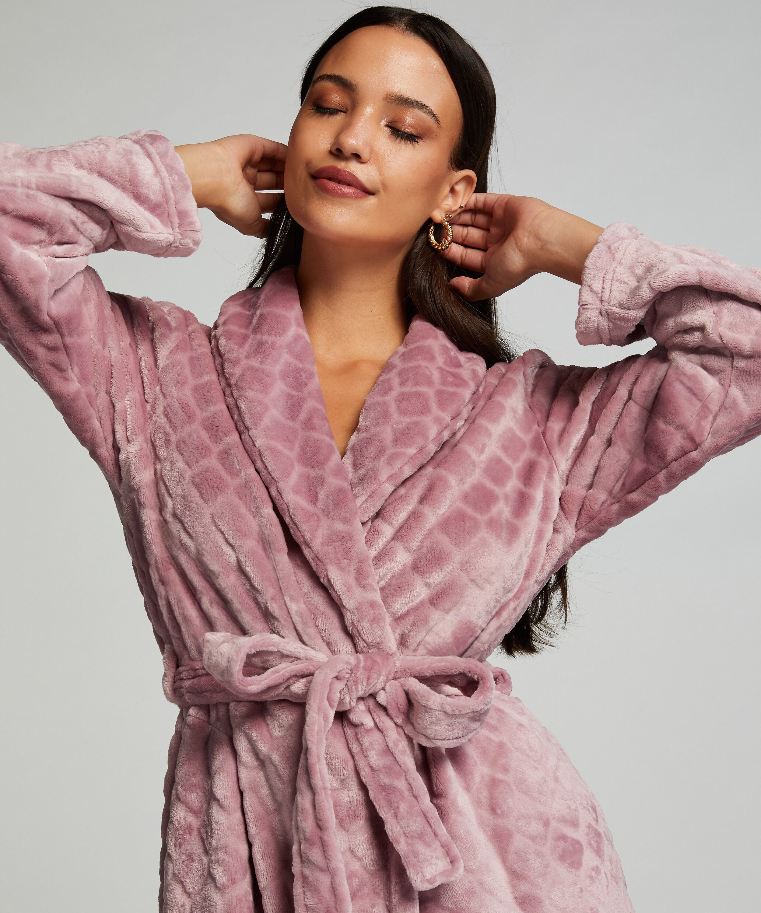 Korte badjas Fleece rib, Paars