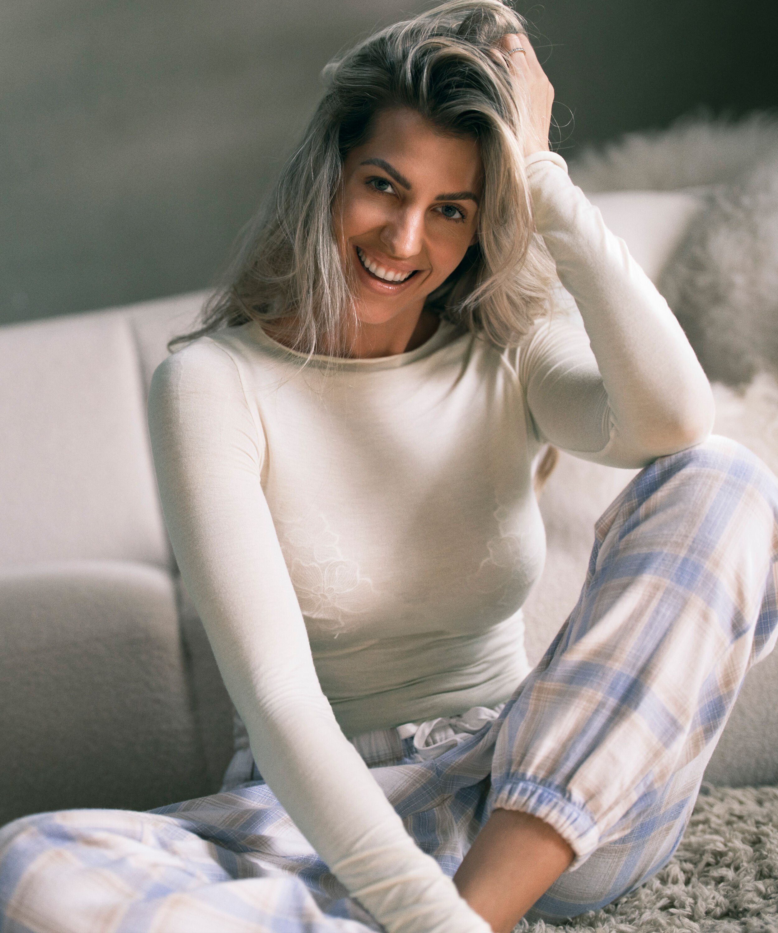 Petite Pyjamabroek Twill Check