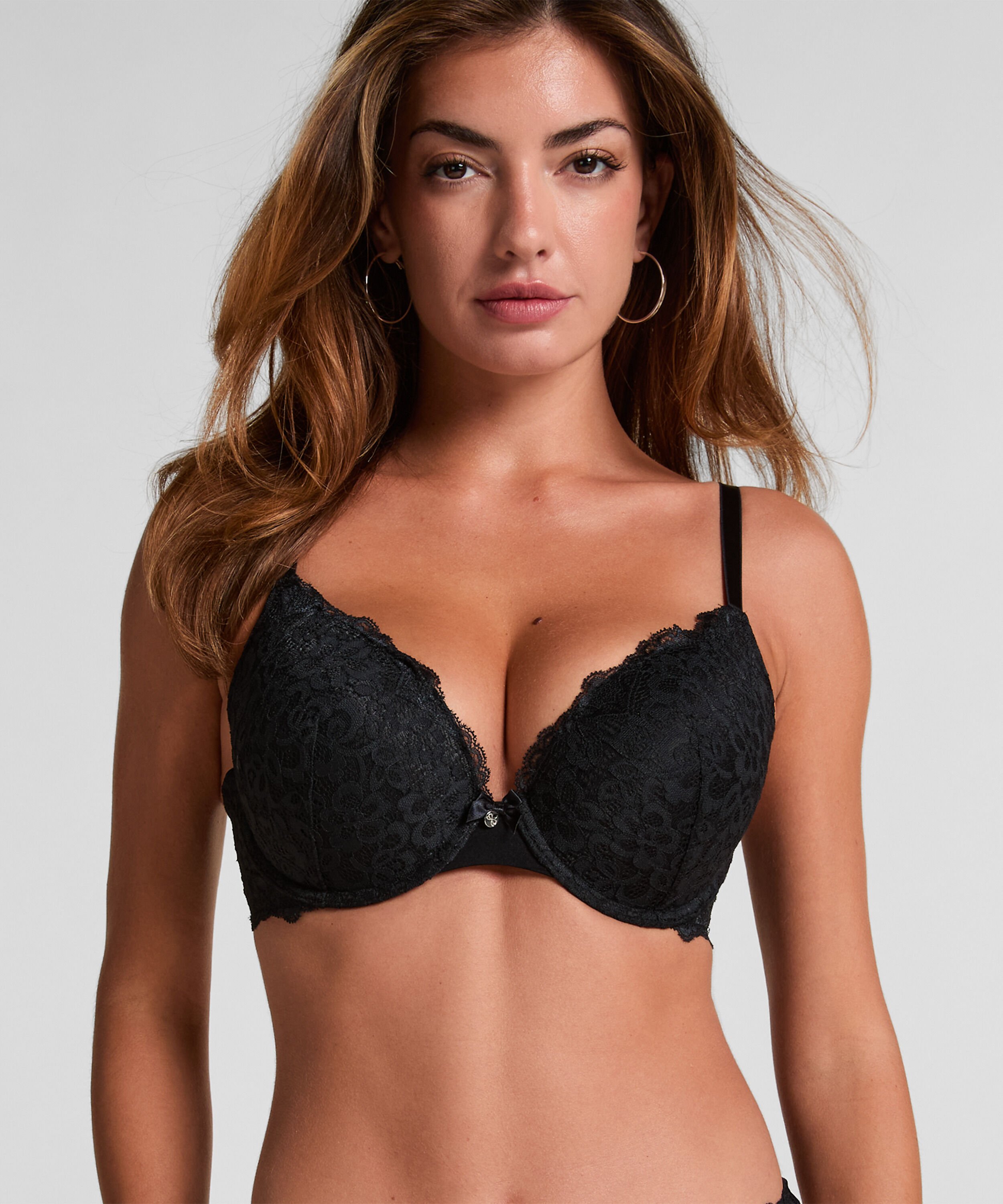 Voorgevormde push-up beugel bh Marine, Zwart