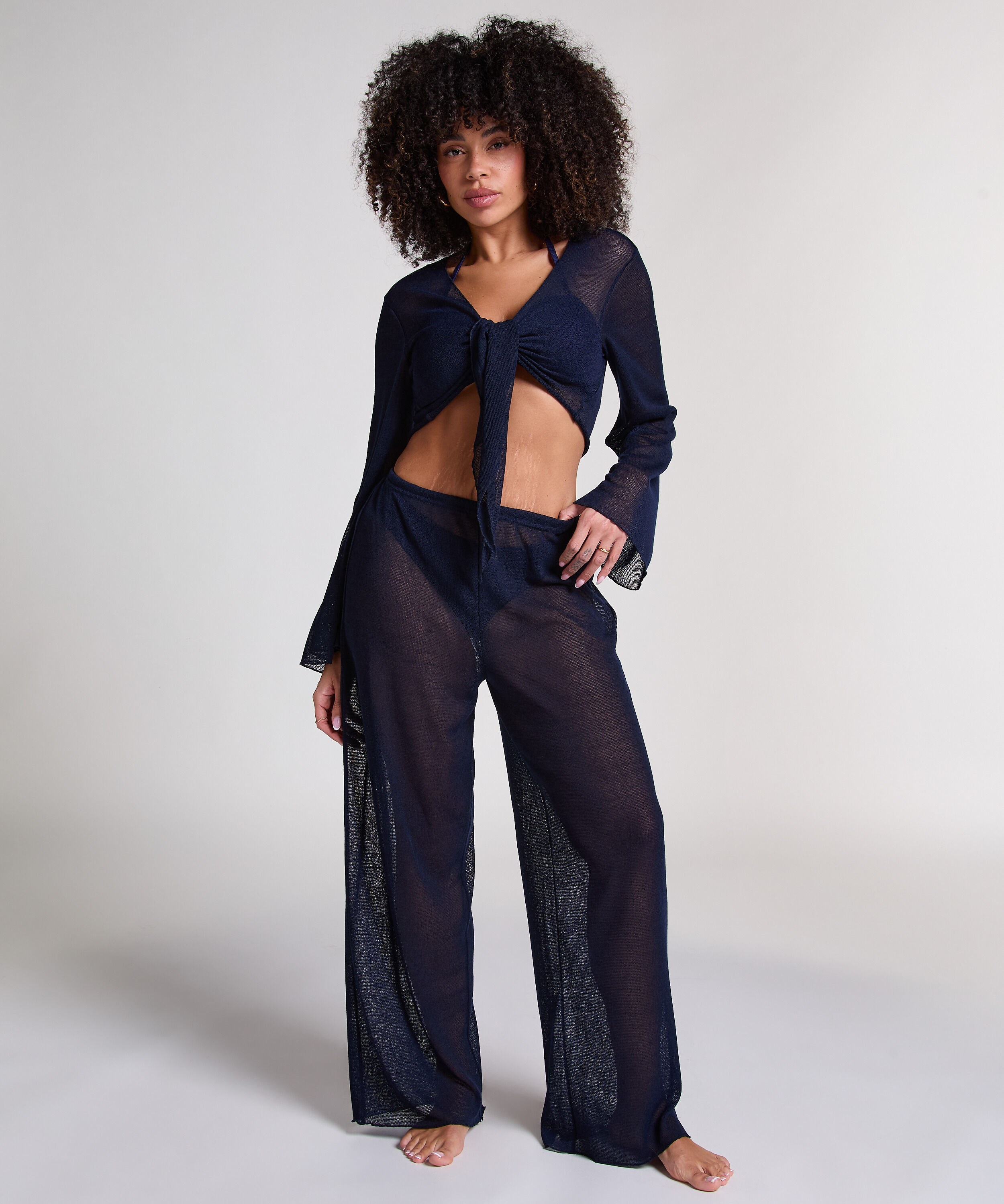 Gebreide Strandbroek, Blauw Gebreide Strandbroek, Blauw