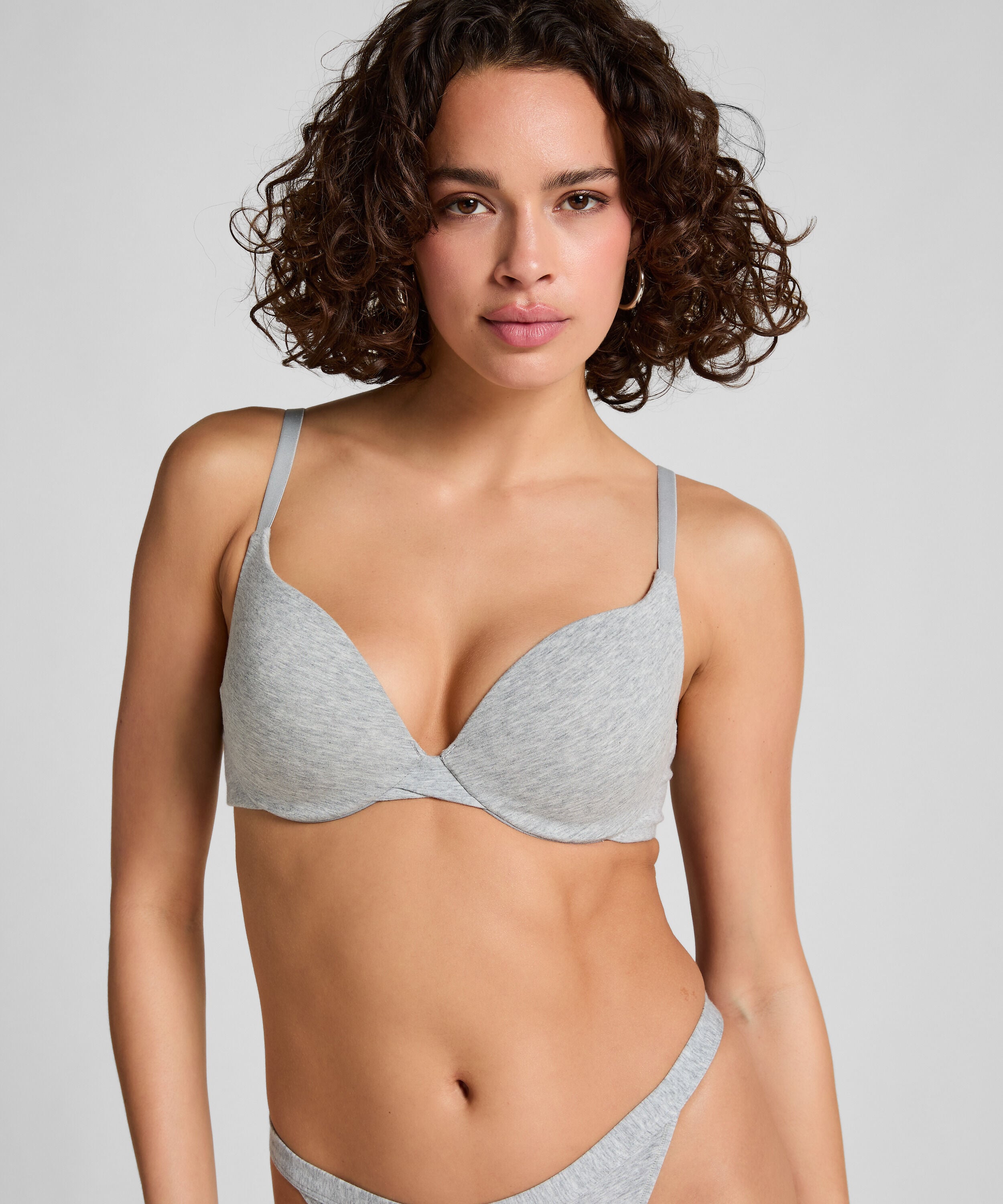 Katoenen voorgevormde push-up beugel bh, Grijs