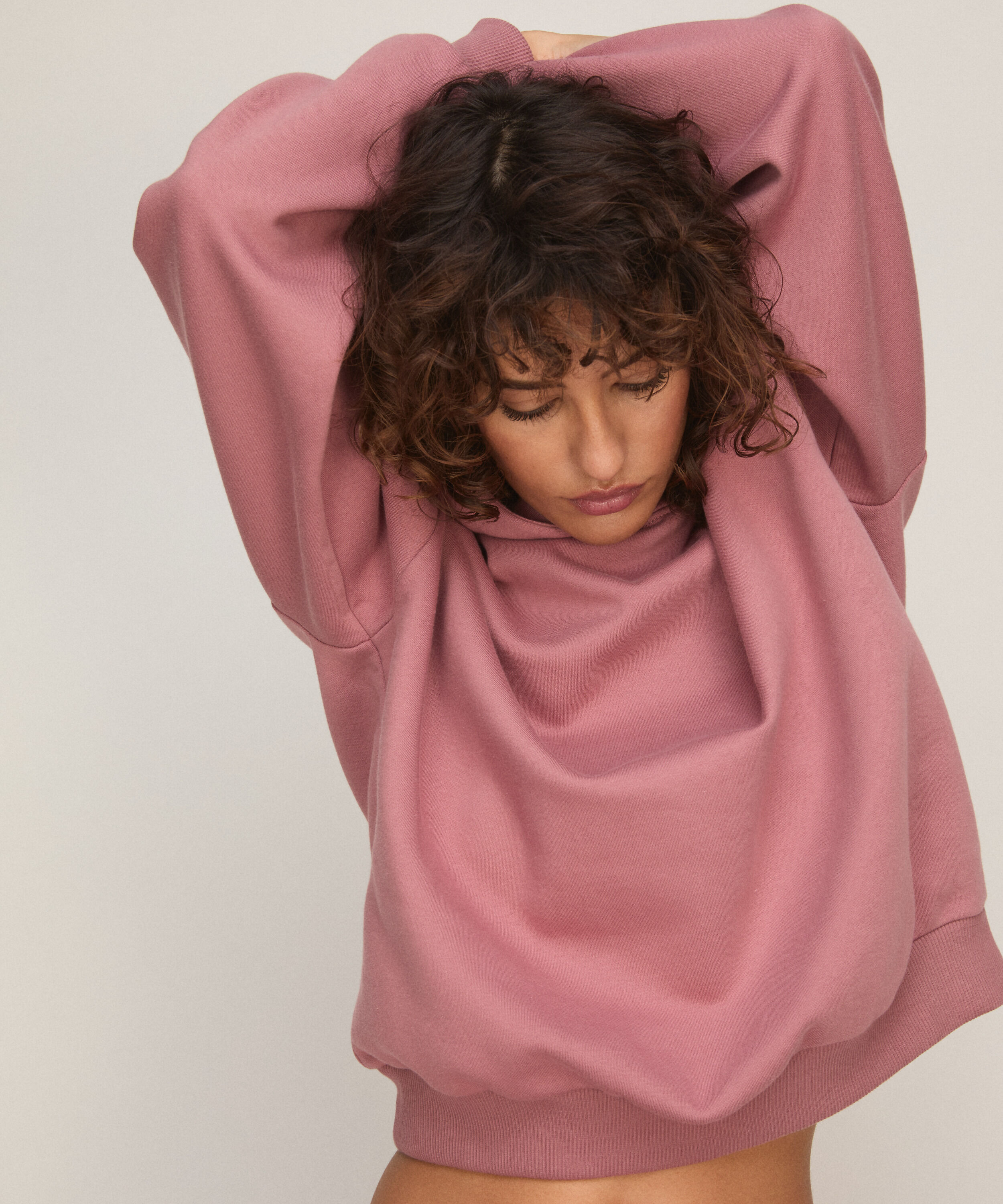 Hoodie van Sweat Stof, Roze Hoodie van Sweat Stof, Roze
