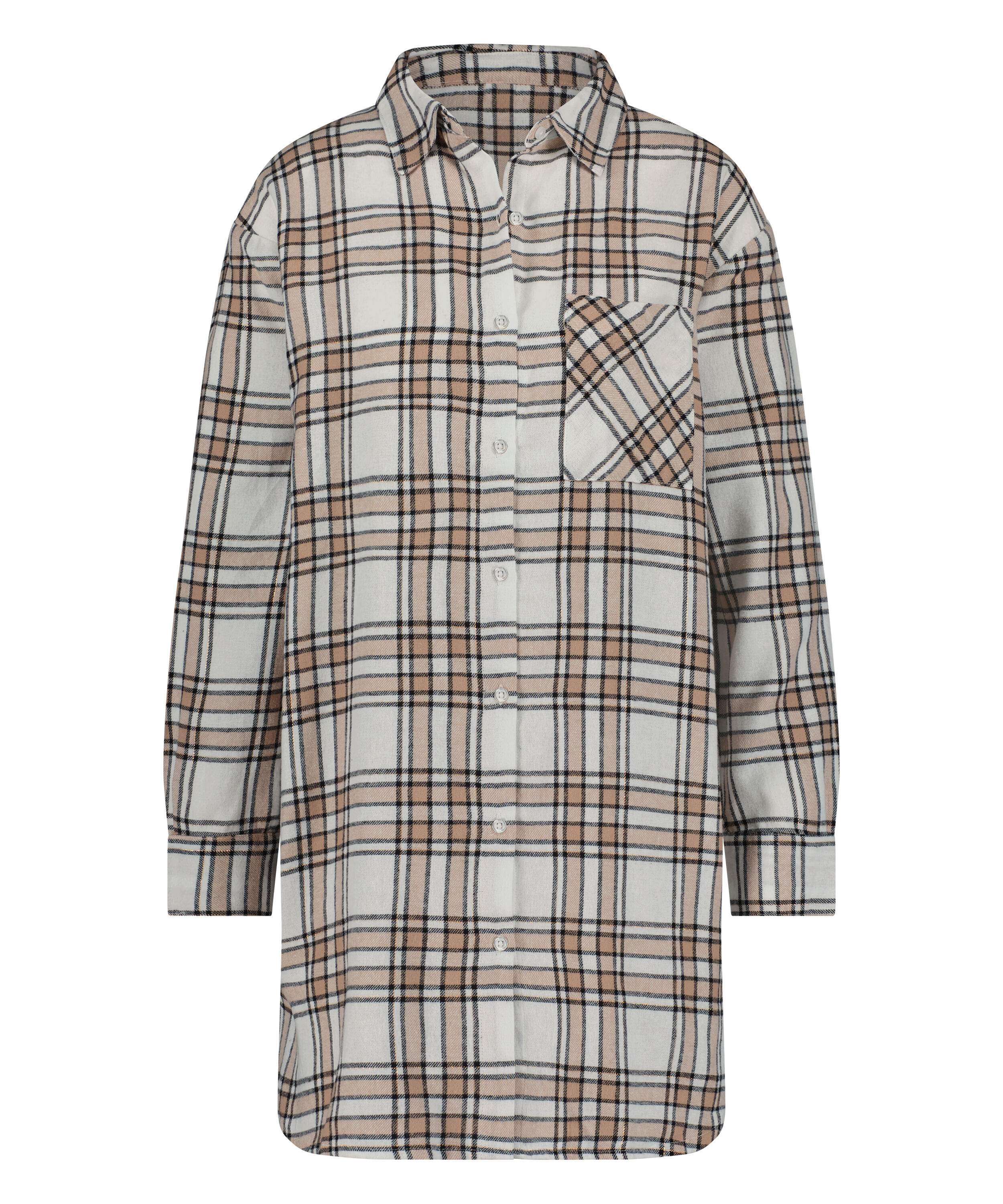 Nachthemd boyfriend Check, Beige