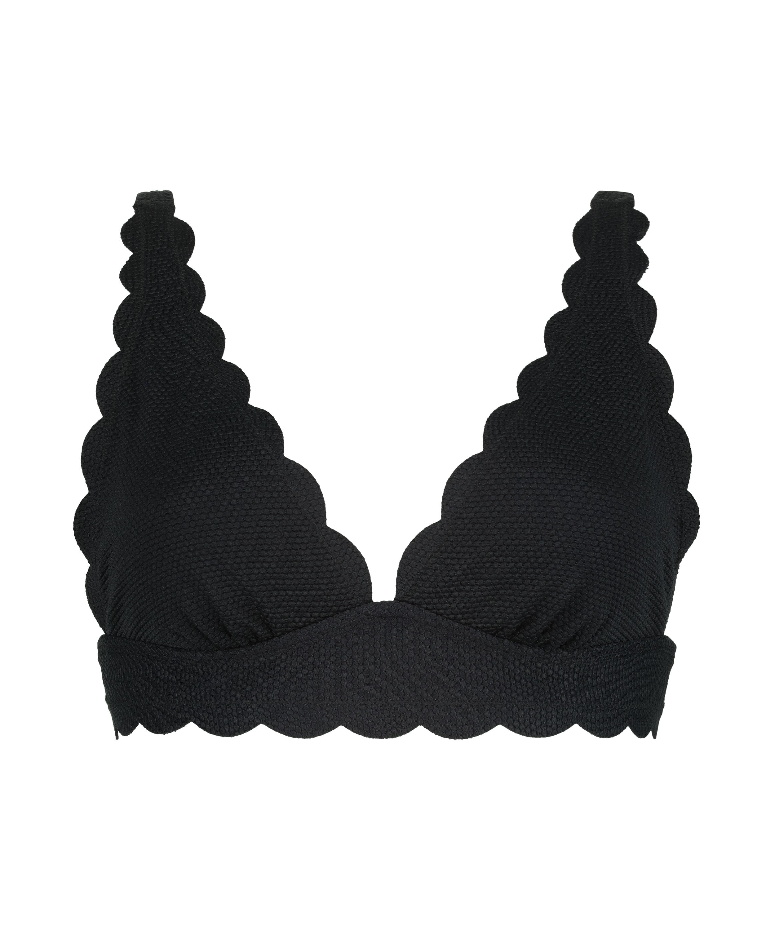 Triangel bikinitop Scallop, Zwart