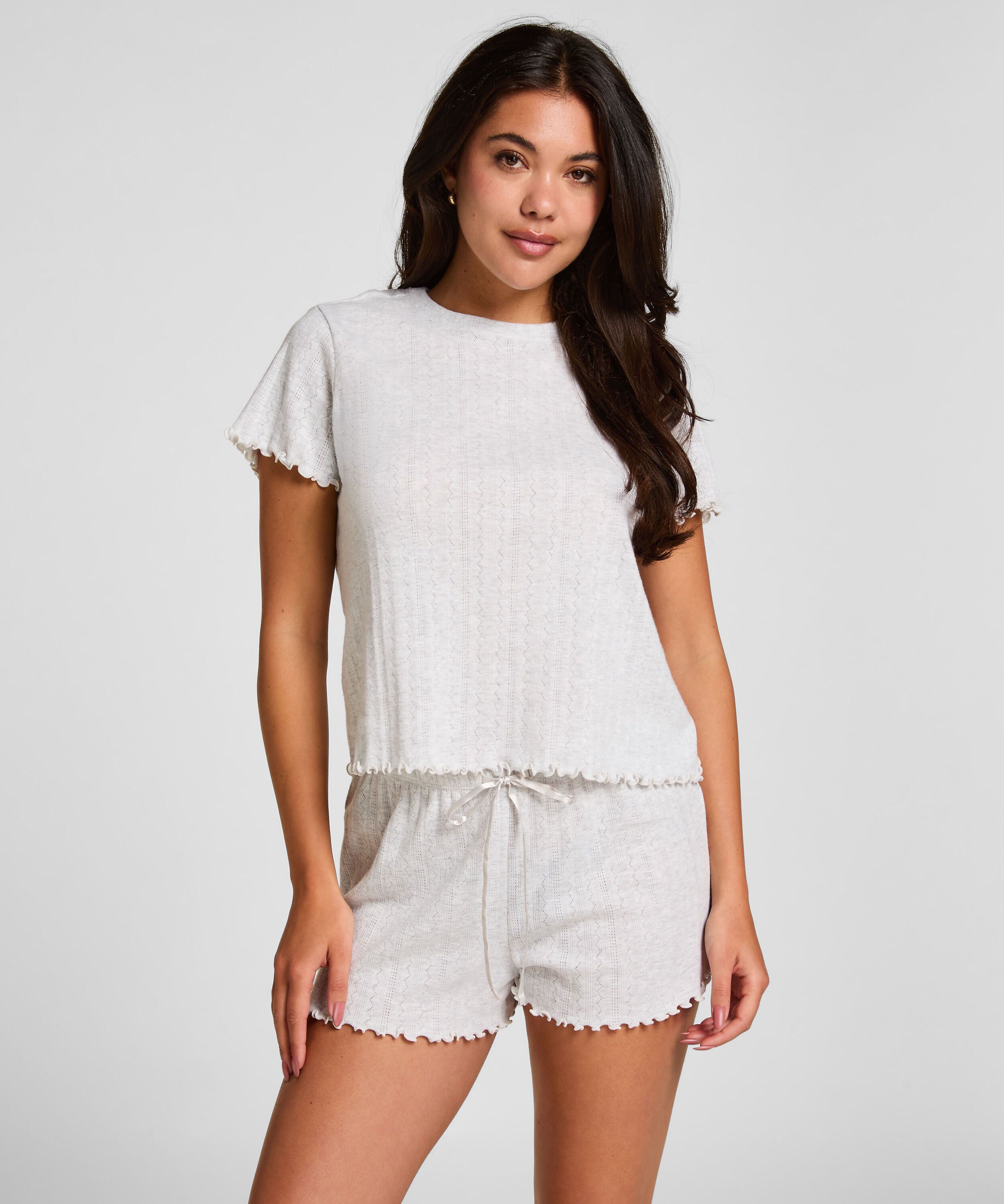 Pointelle short, Beige