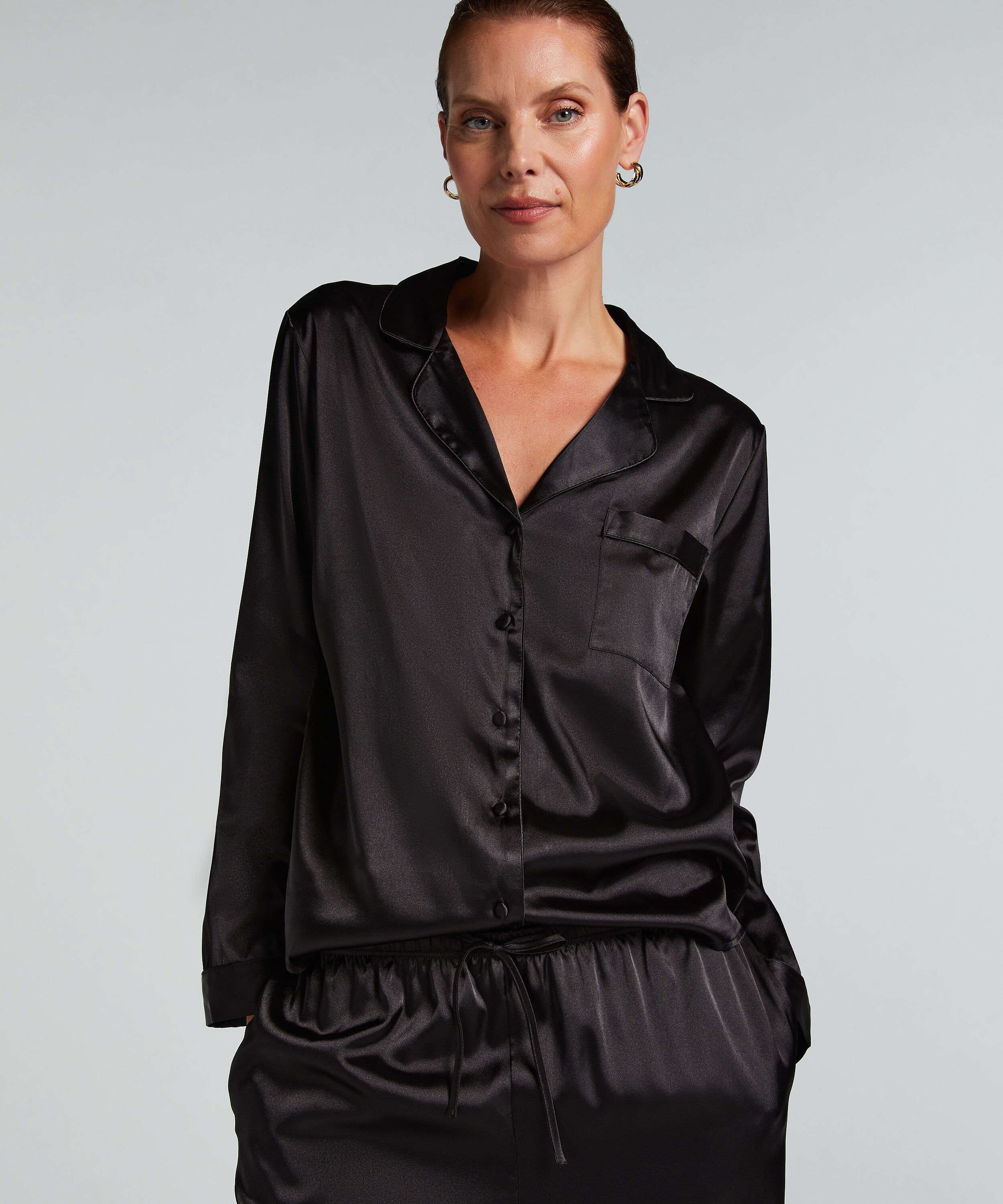 Jacket lange mouwen Satijn, Zwart