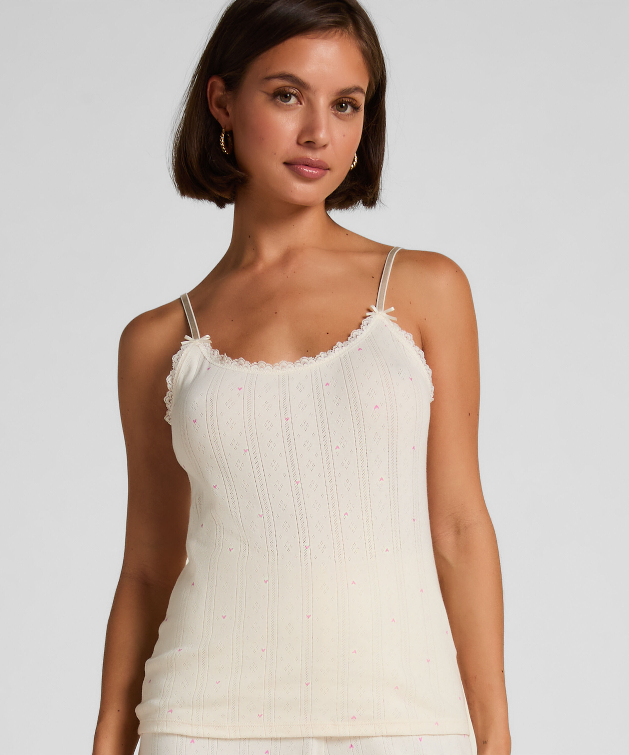 Pointelle Cami, Wit Pointelle Cami, Wit